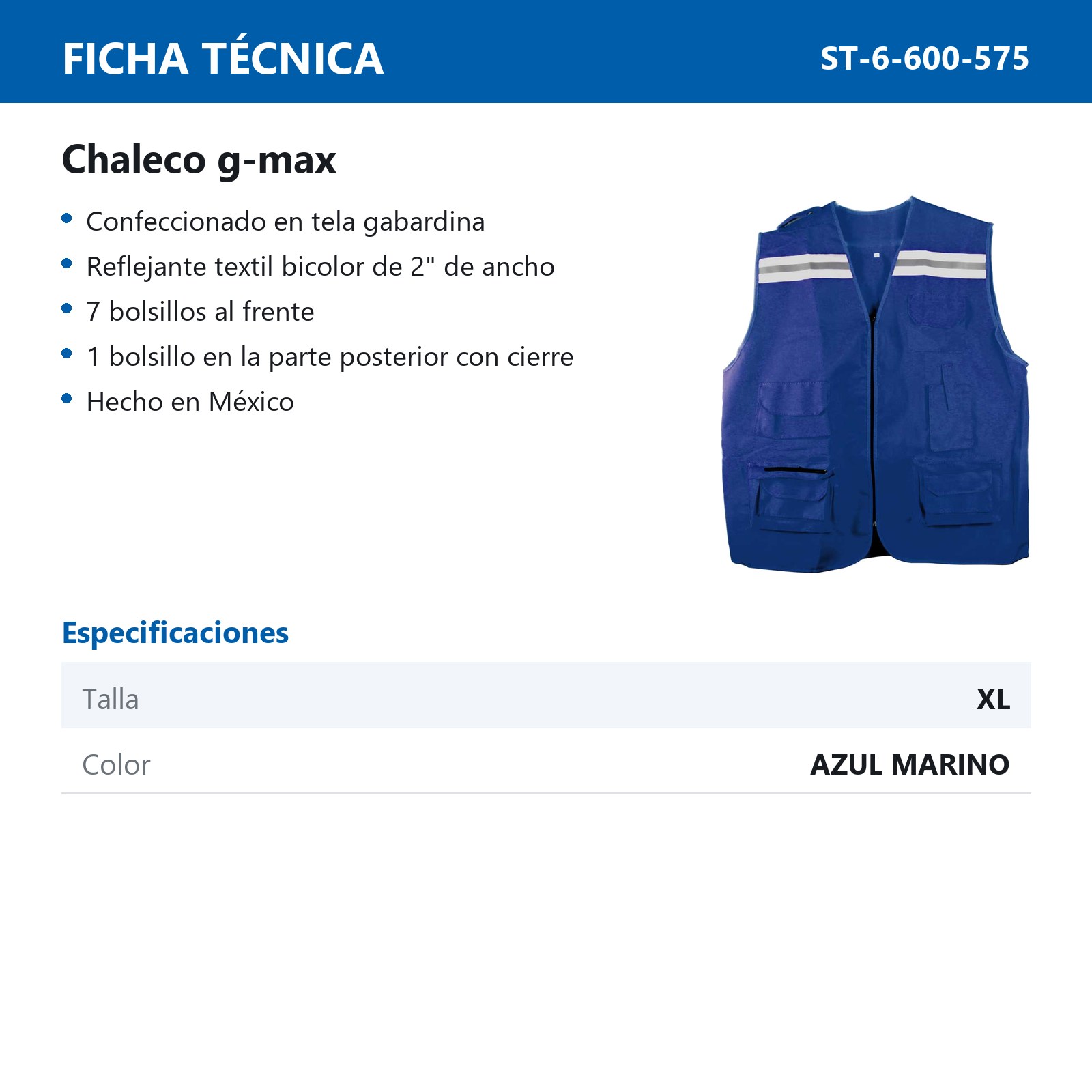 CHALECO G-MAX AZUL MARINO XL - Imagen 3