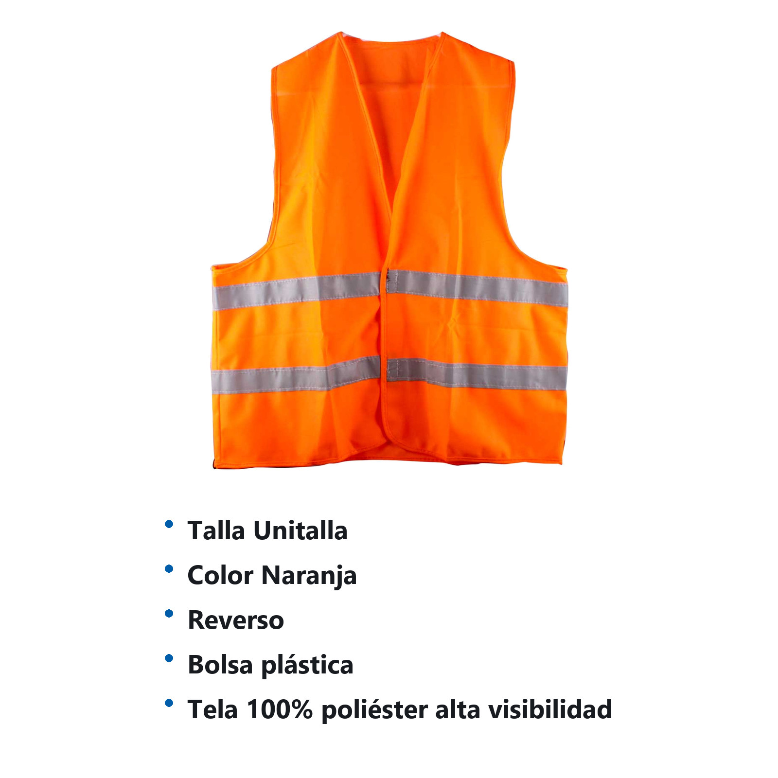 CHALECO CLASE II AJUSTE CON VELCRO NARANJA UNITALLA - Imagen 3
