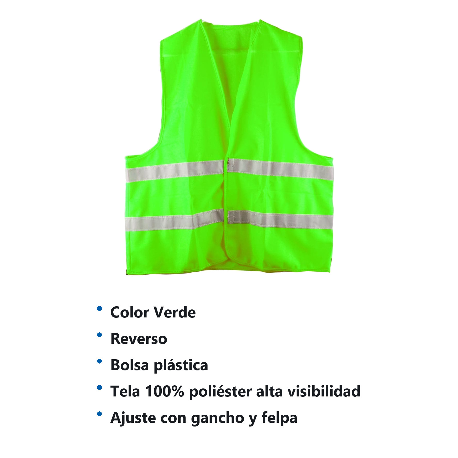 CHALECO CLASE II AJUSTE CON VELCRO VERDE UNITALLA - Imagen 3