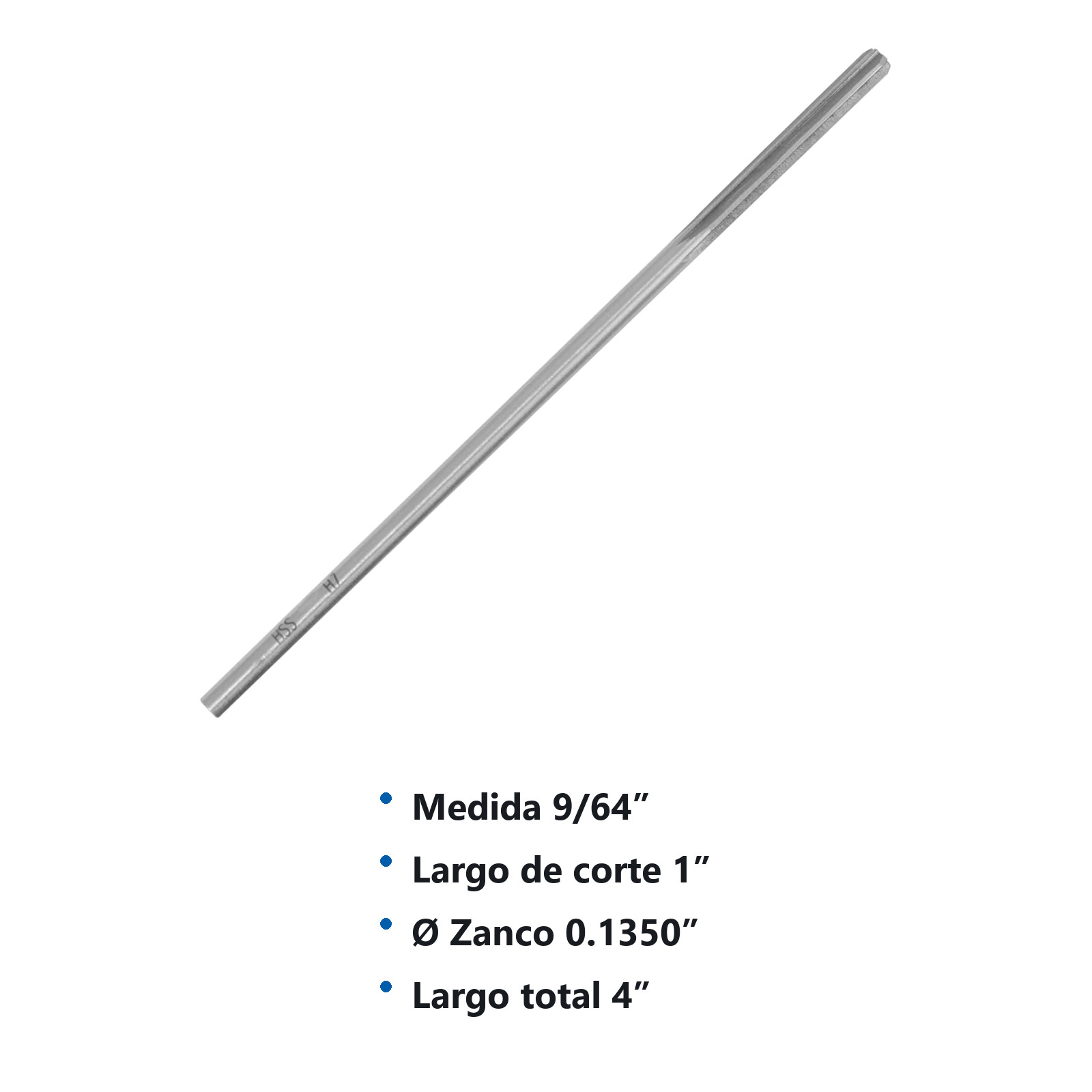 RIMA DE MAQUINA FLAUTA RECTA AAV H7 9/64" - Imagen 3