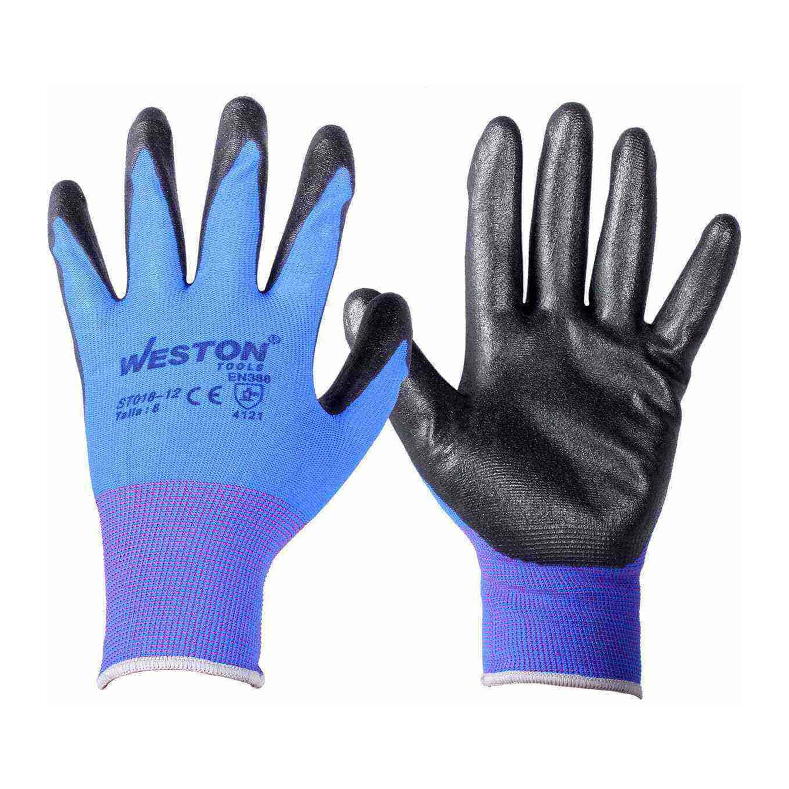 Guante de Nylon con Nitrilo Espumado Calibre 13 Negro Talla 8 WESTON