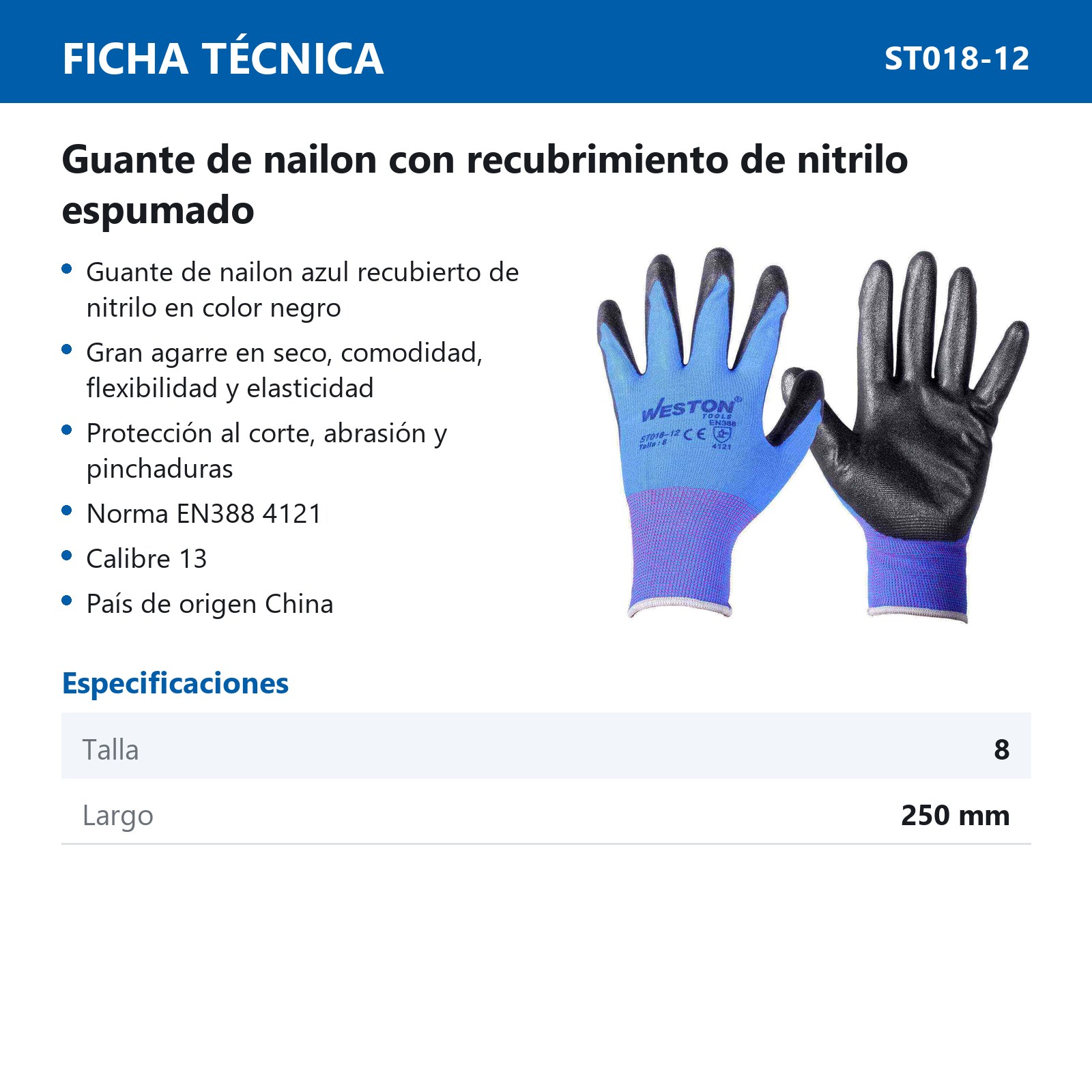GUANTE NYLON C/NITRILO ESPUMADO 13G NEGRO 8 (Precio x par - Empaque c/10 pares) - Imagen 3