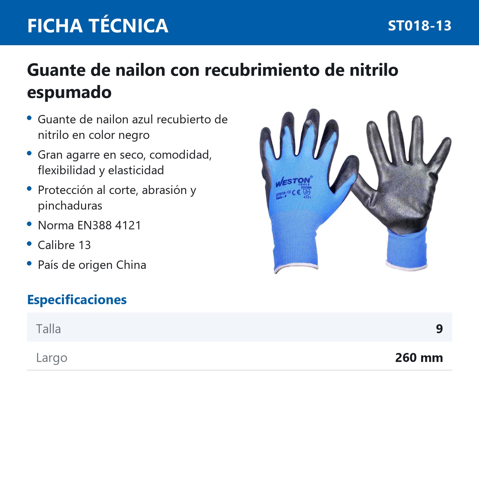 GUANTE NYLON C/NITRILO ESPUMADO 13G NEGRO 9 (Precio x par - Empaque c/10 pares) - Imagen 3