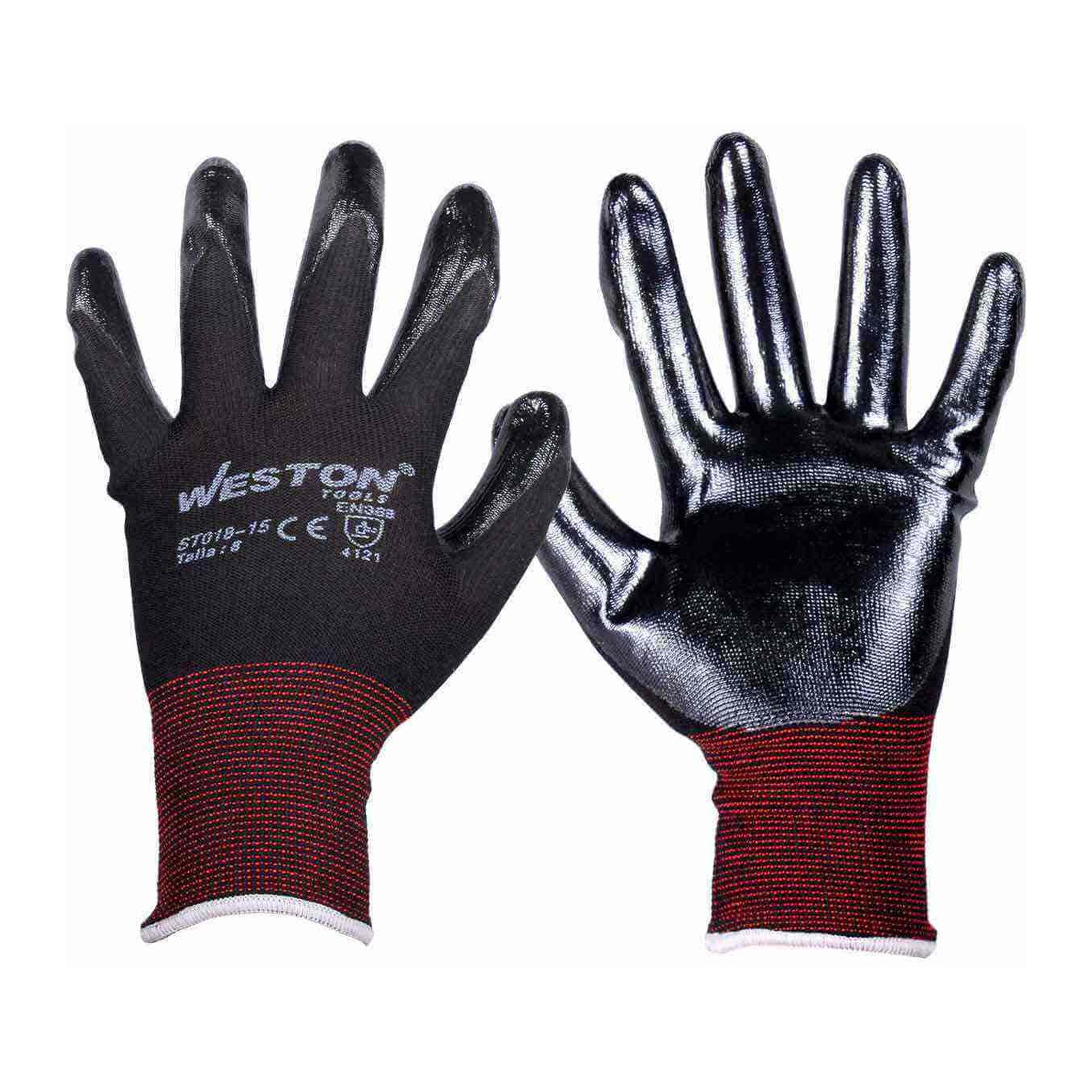 Guante de Nylon con Recubrimiento de Nitrilo Calibre 13 Negro Talla 8 Weston