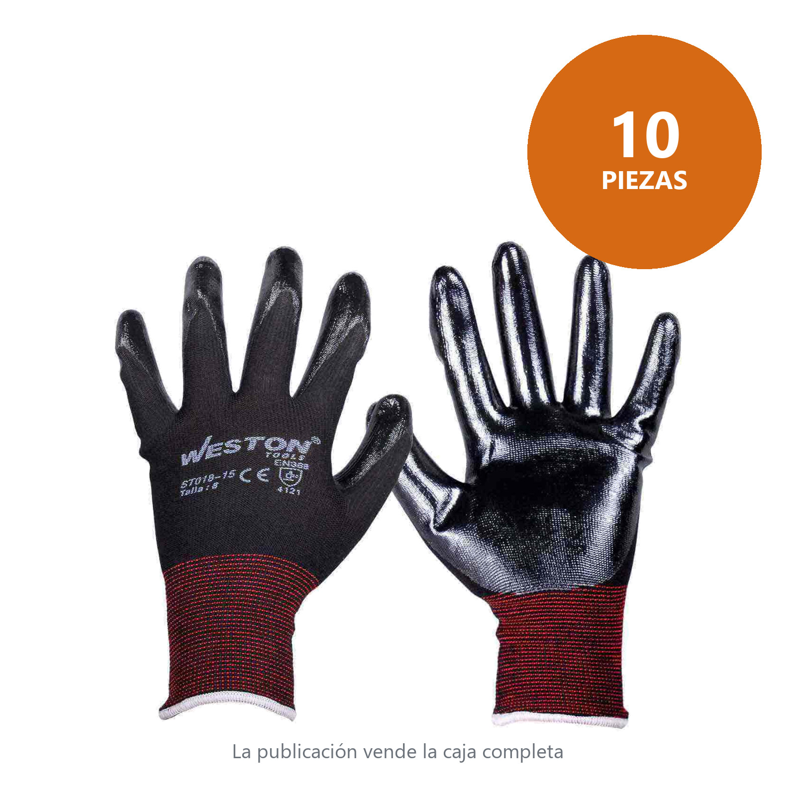 GUANTE NYLON C/NITRILO NORMAL 13G NEGRO TALLA 8 (Precio x par - Empaque c/10 pares) - Imagen 3