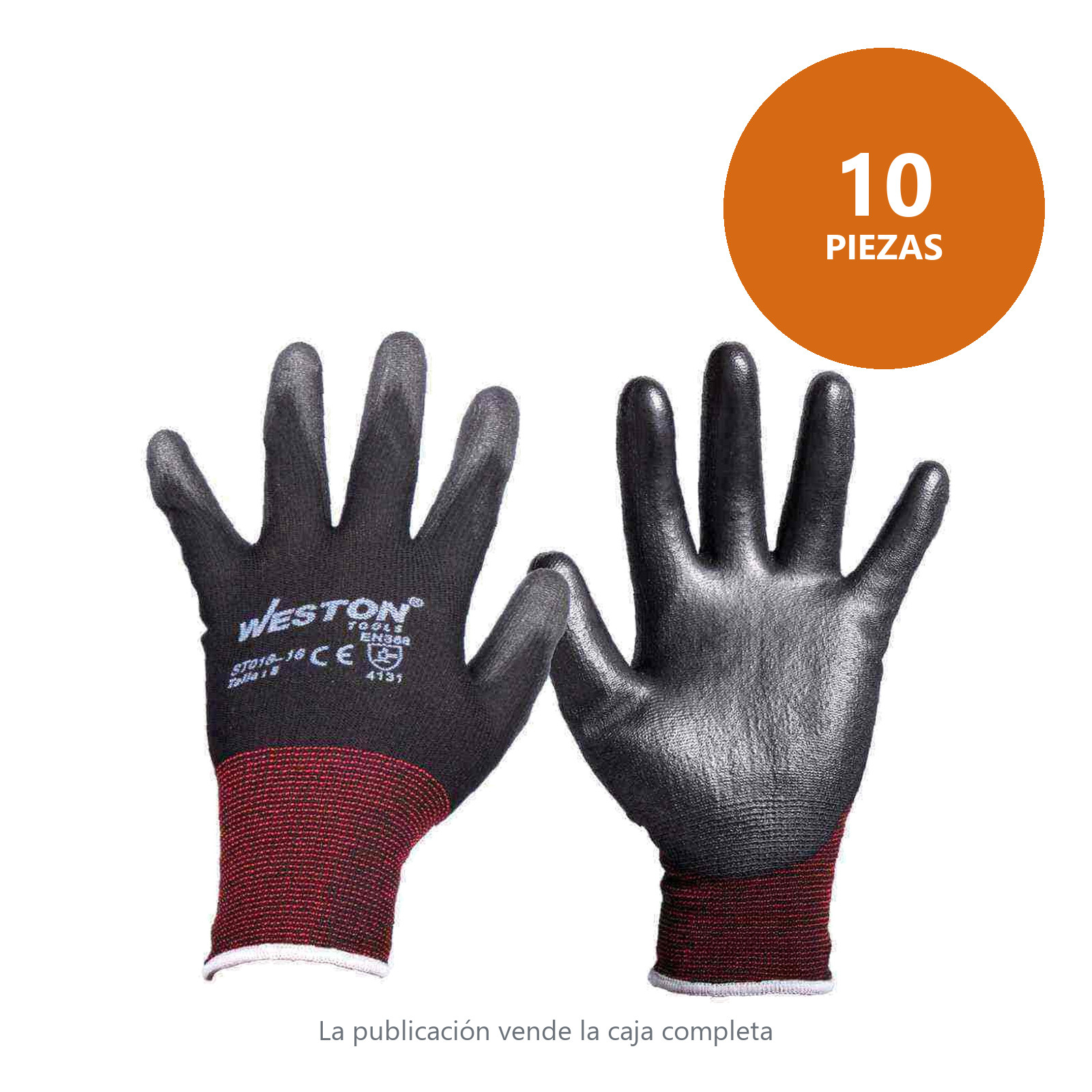 GUANTE NYLON NORMAL C/PU 13G NEGRO 8 (Precio x par - Empaque c/10 pares) - Imagen 2