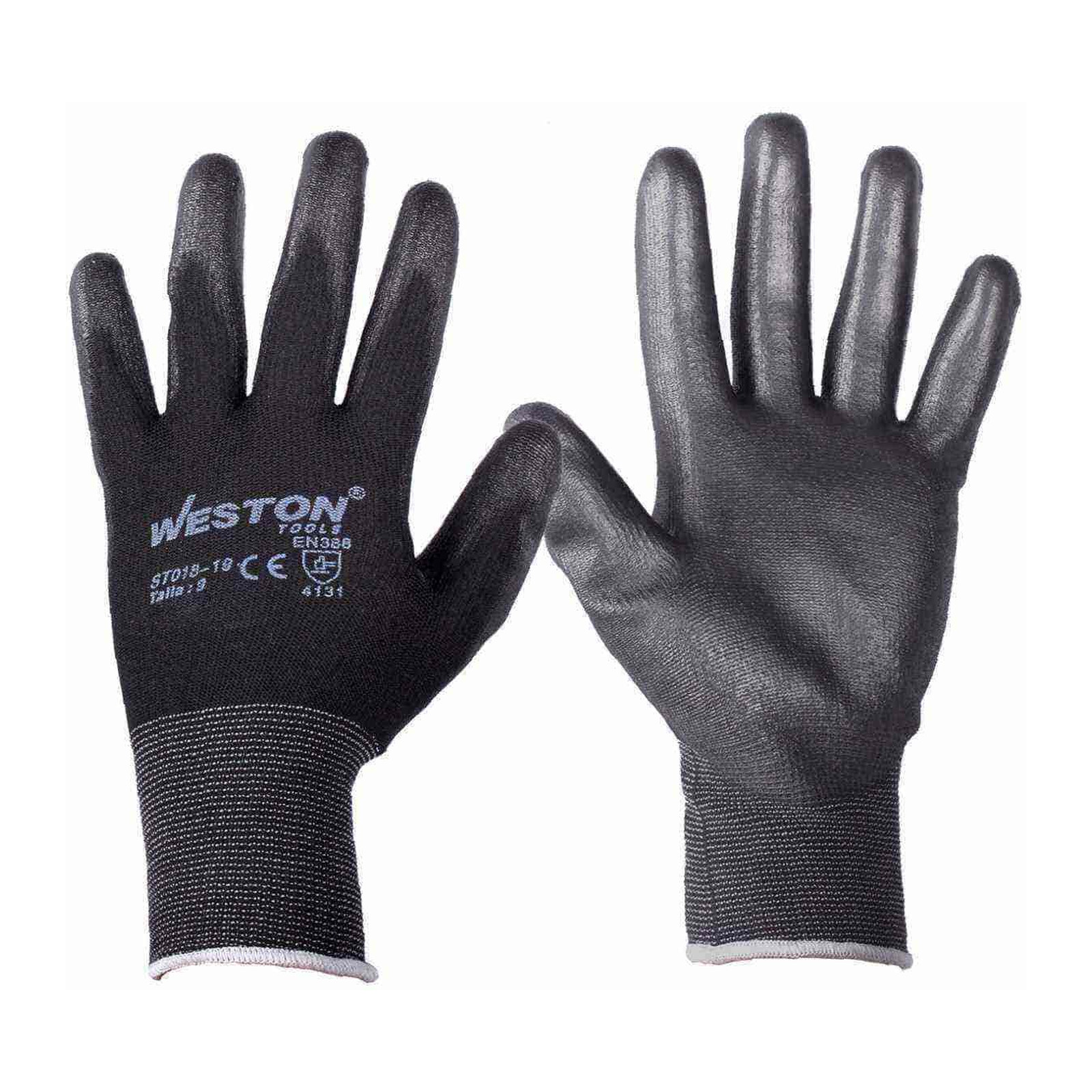Guante de Nylon con Recubrimiento de Poliuretano 13G Talla 9 Negro WESTON