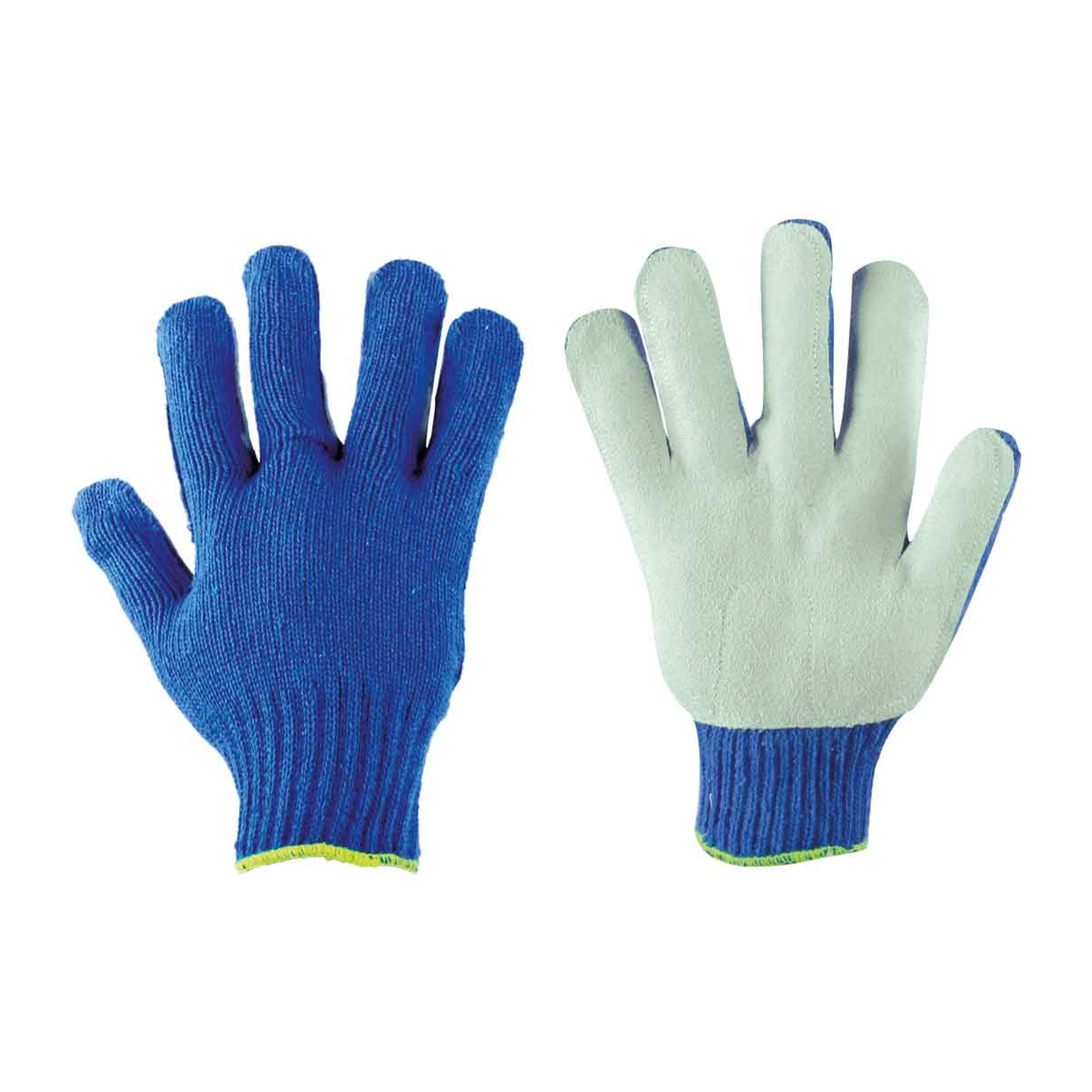 Guante Tejido Azul con Palma de Carnaza Weston (Par) - Empaque con 10 Pares