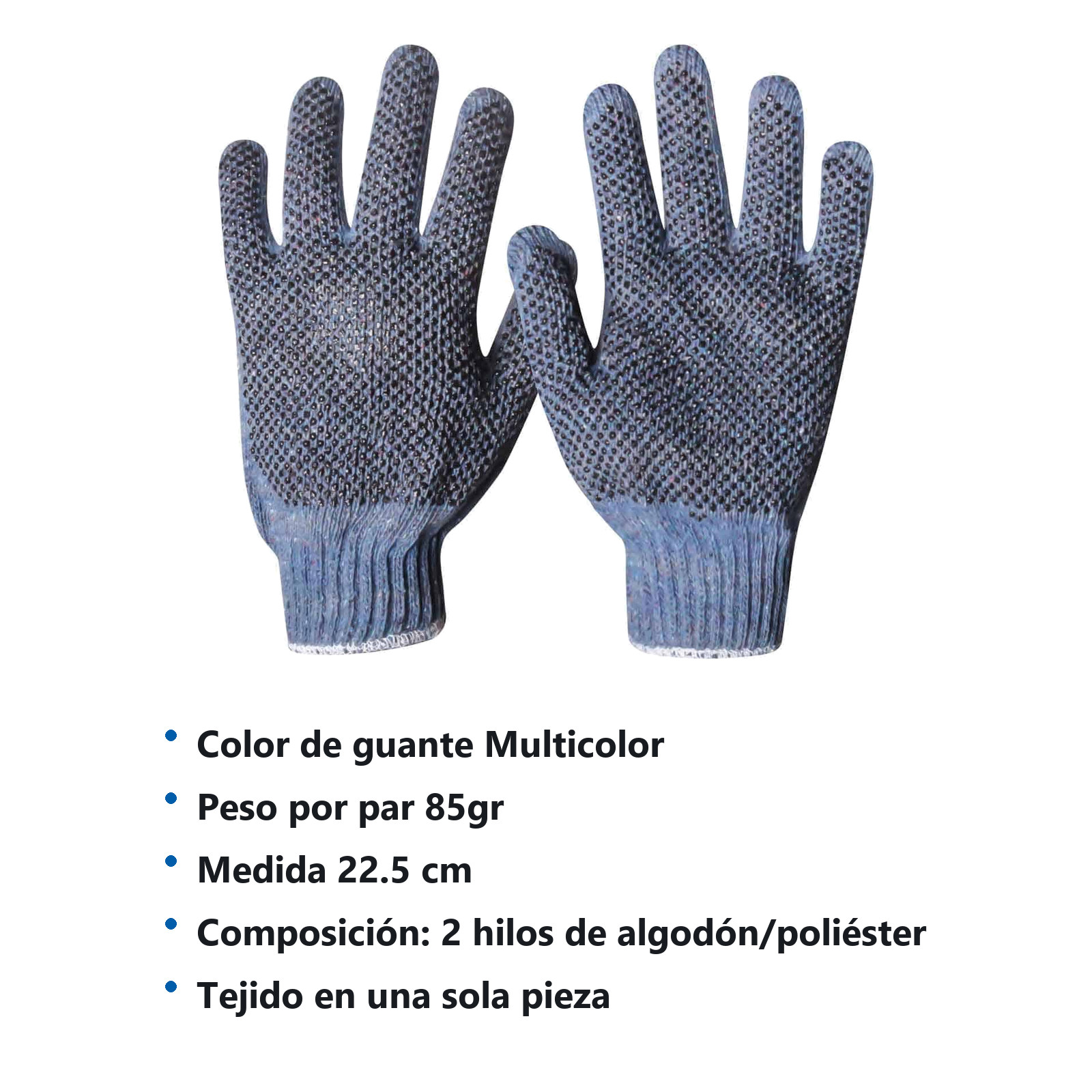 GUANTE ALGODON MULTICOLOR C/PUNTOS PVC UNITALLA (Precio x par - Empaque c/10 pares) - Imagen 4
