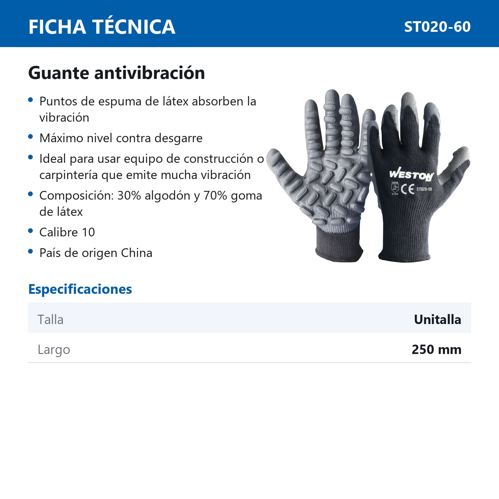GUANTE ANTI VIBRACION UNITALLA (Precio x par - Empaque c/10 pares) - Imagen 4