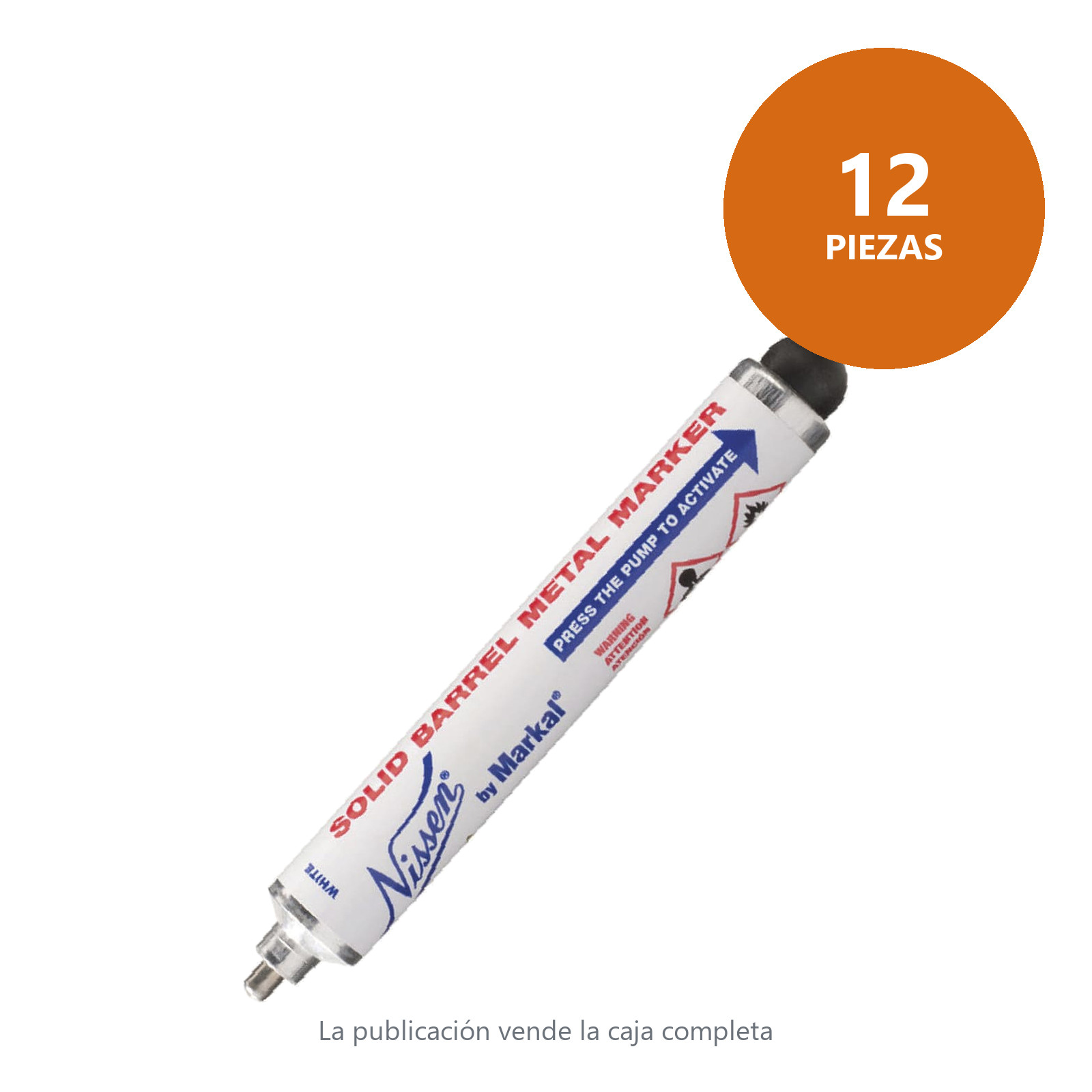 MARCADOR NISSEN SOLID BARREL BLANCO (CAJA C/12 PZAS - PRECIO X PIEZA) - Imagen 2