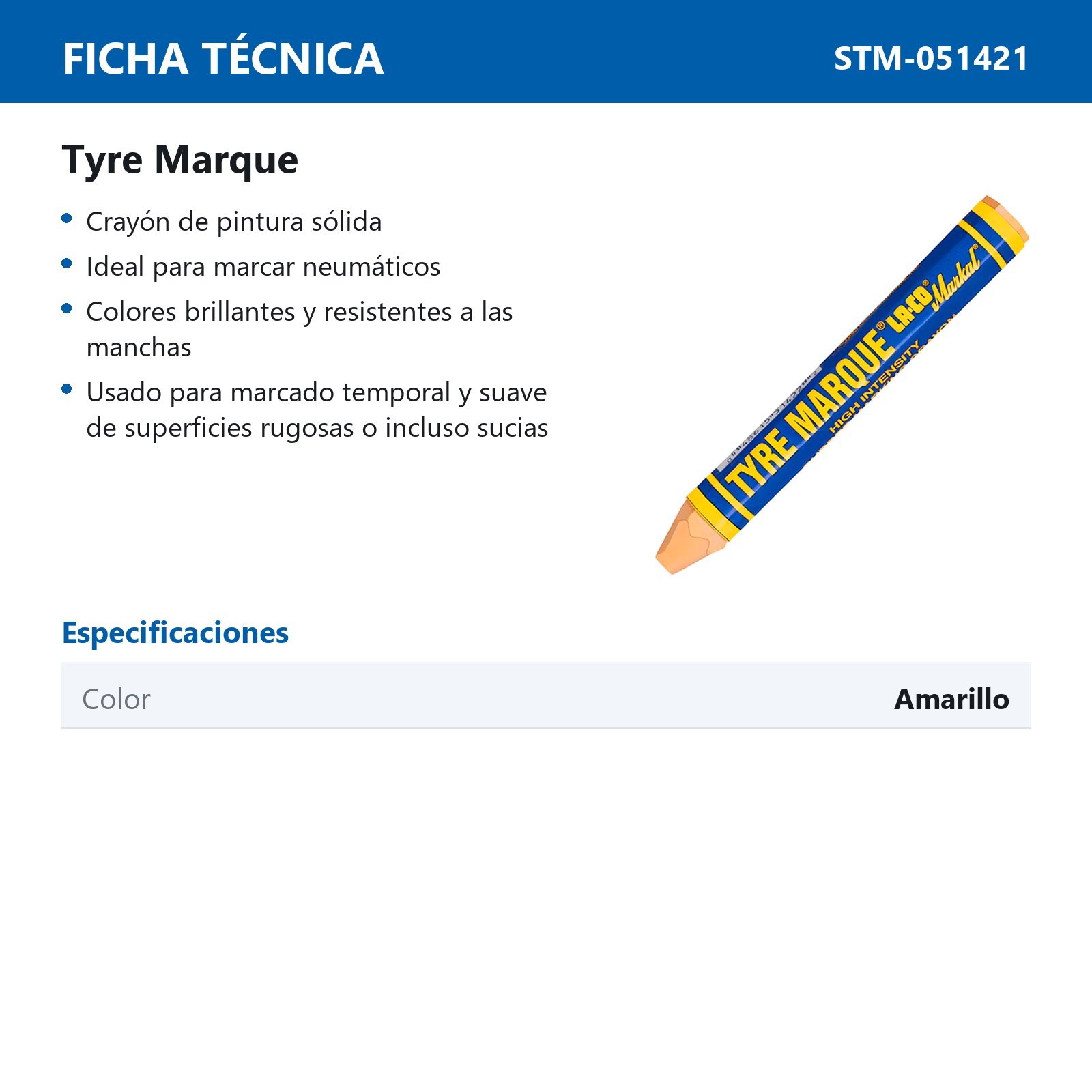 MARCADOR DE CERA TYRE MARQUE AMARILLO (CAJA C/12 - PRECIO X PZA) - Imagen 3
