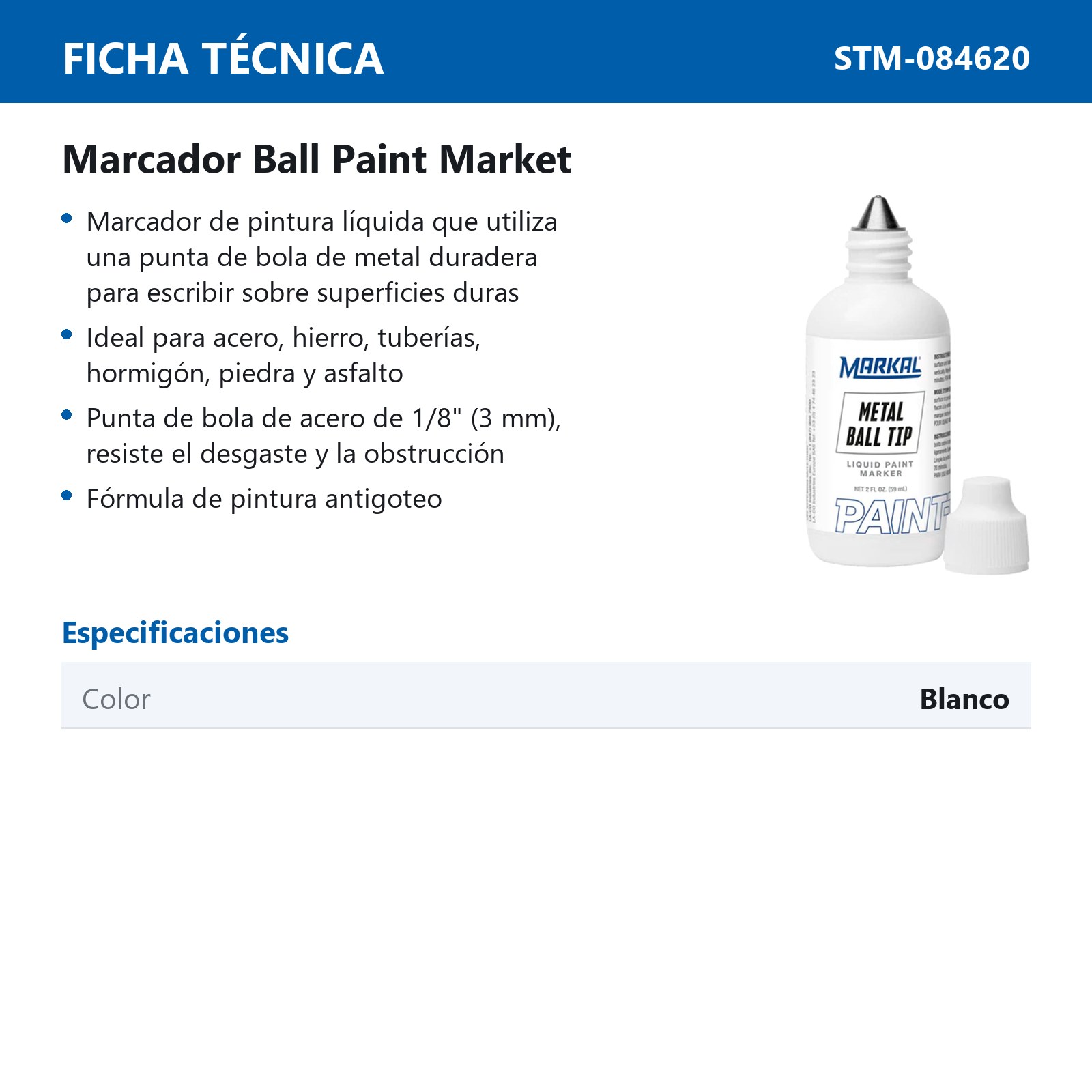 MARCADOR BALL PAINT BLANCO (CAJA C/12 - PRECIO X PZA) - Imagen 3