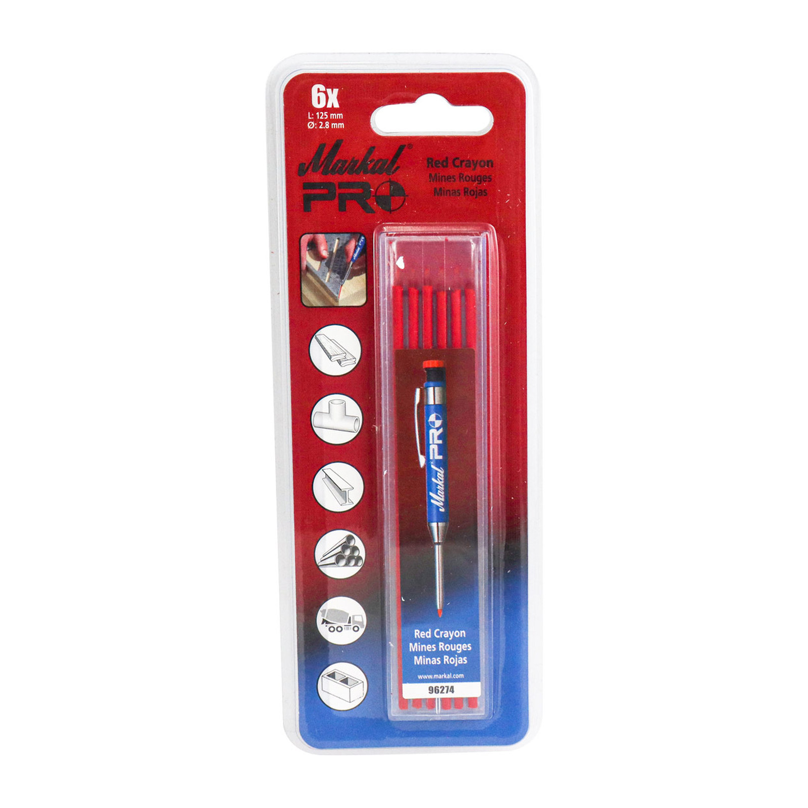 Mina de Recambio Markal Pro Color Rojo para Soldadura