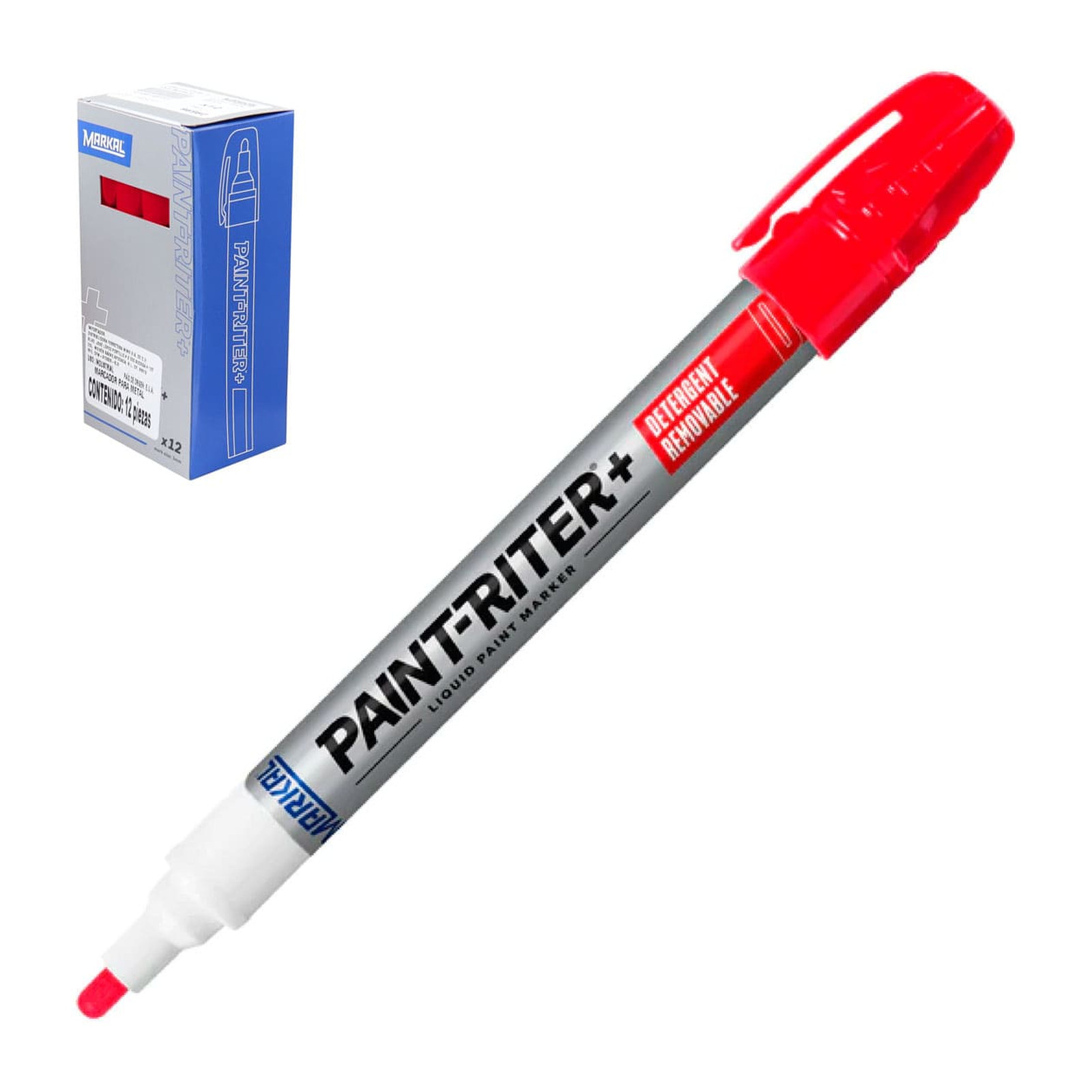 Marcador de Pintura Markal Prowash-D Rojo (Caja con 12 piezas / Precio por Pieza)