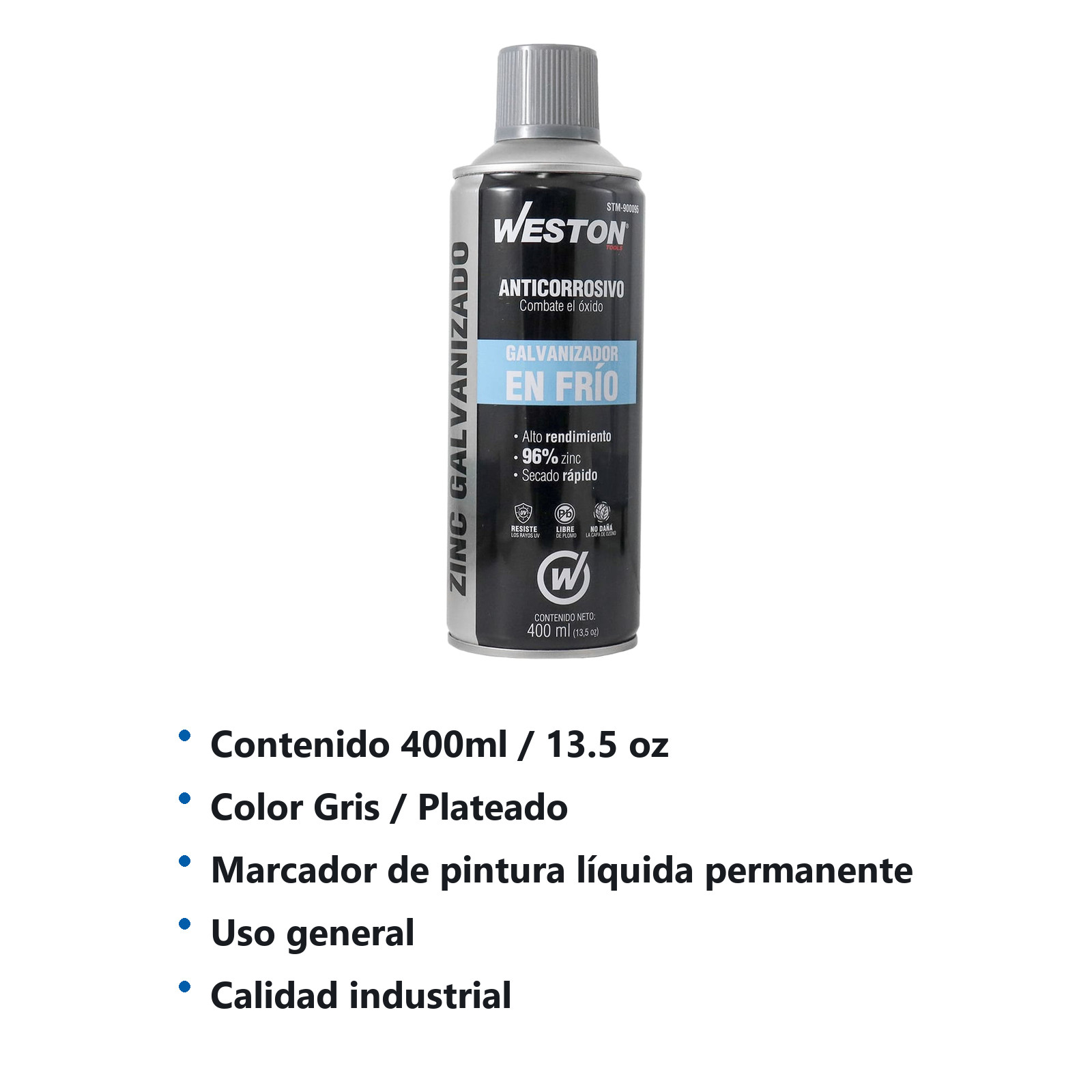 PINTURA EN AEROSOL ZINC GALVANIZADO 400ml - Imagen 3