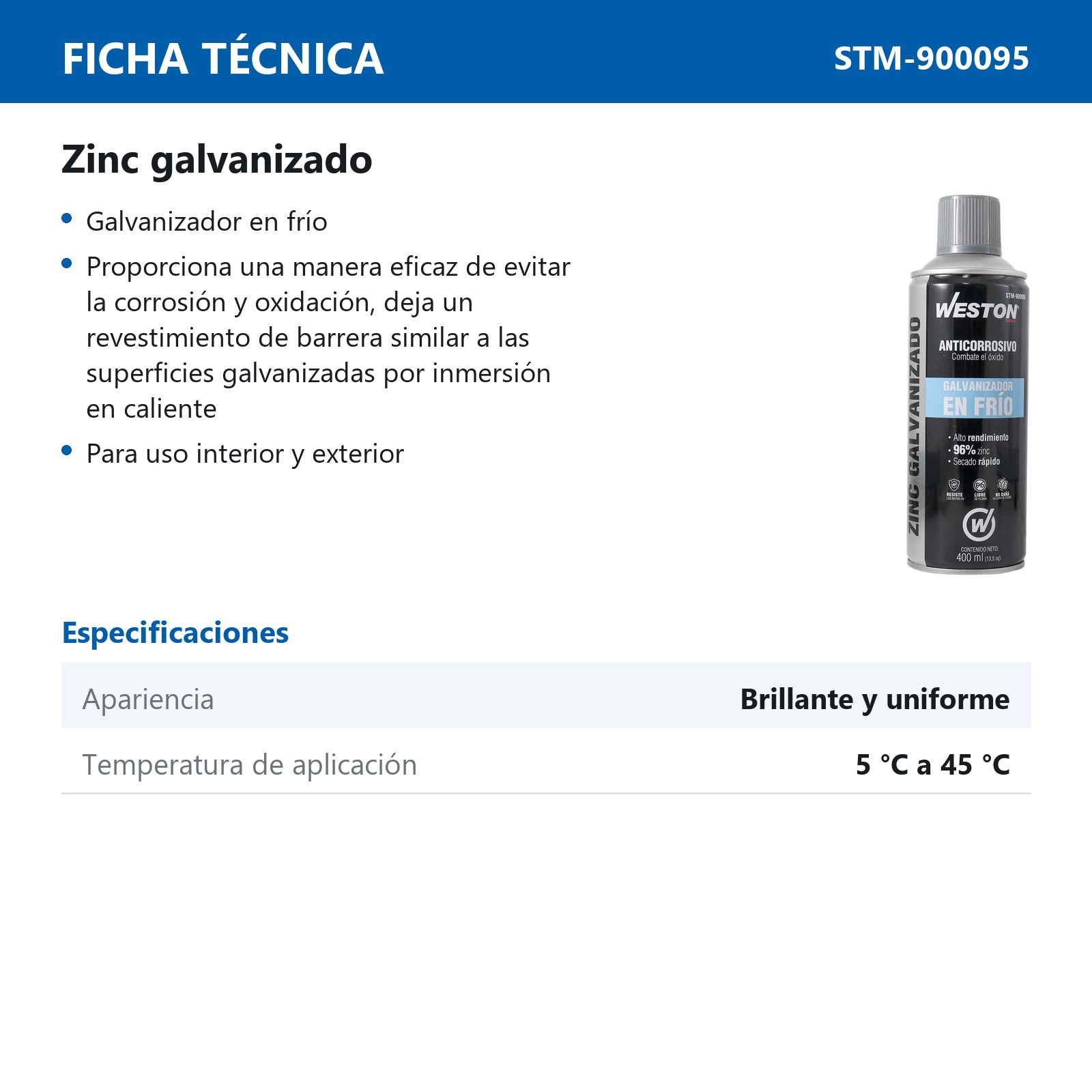 PINTURA EN AEROSOL ZINC GALVANIZADO 400ml - Imagen 3