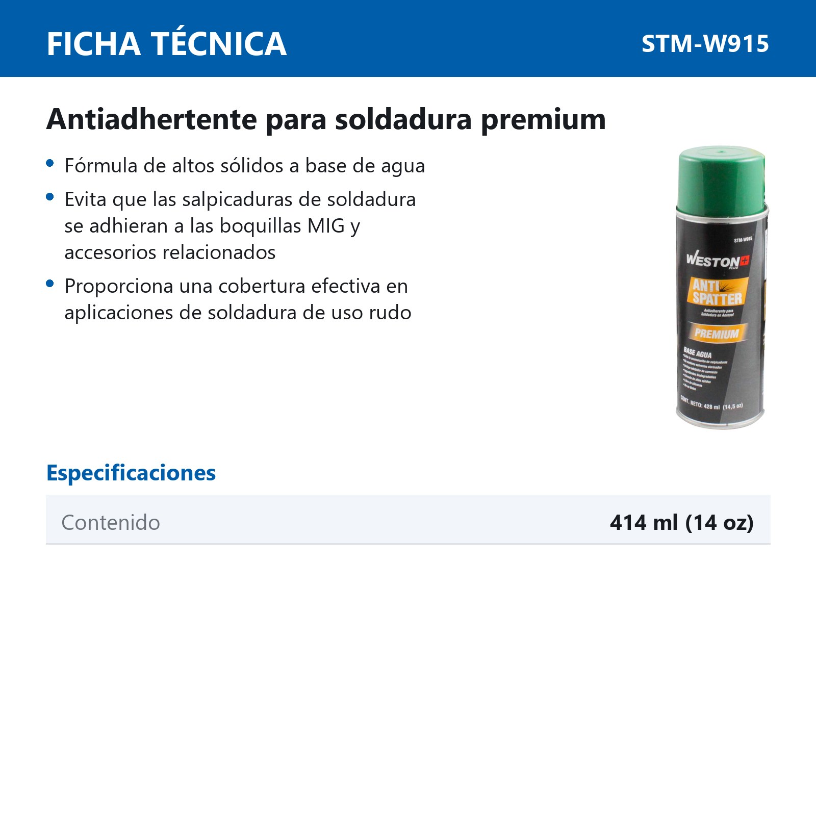 ANTI SPATTER PREMIUM EN AEROSOL 14.5 Oz - Imagen 2