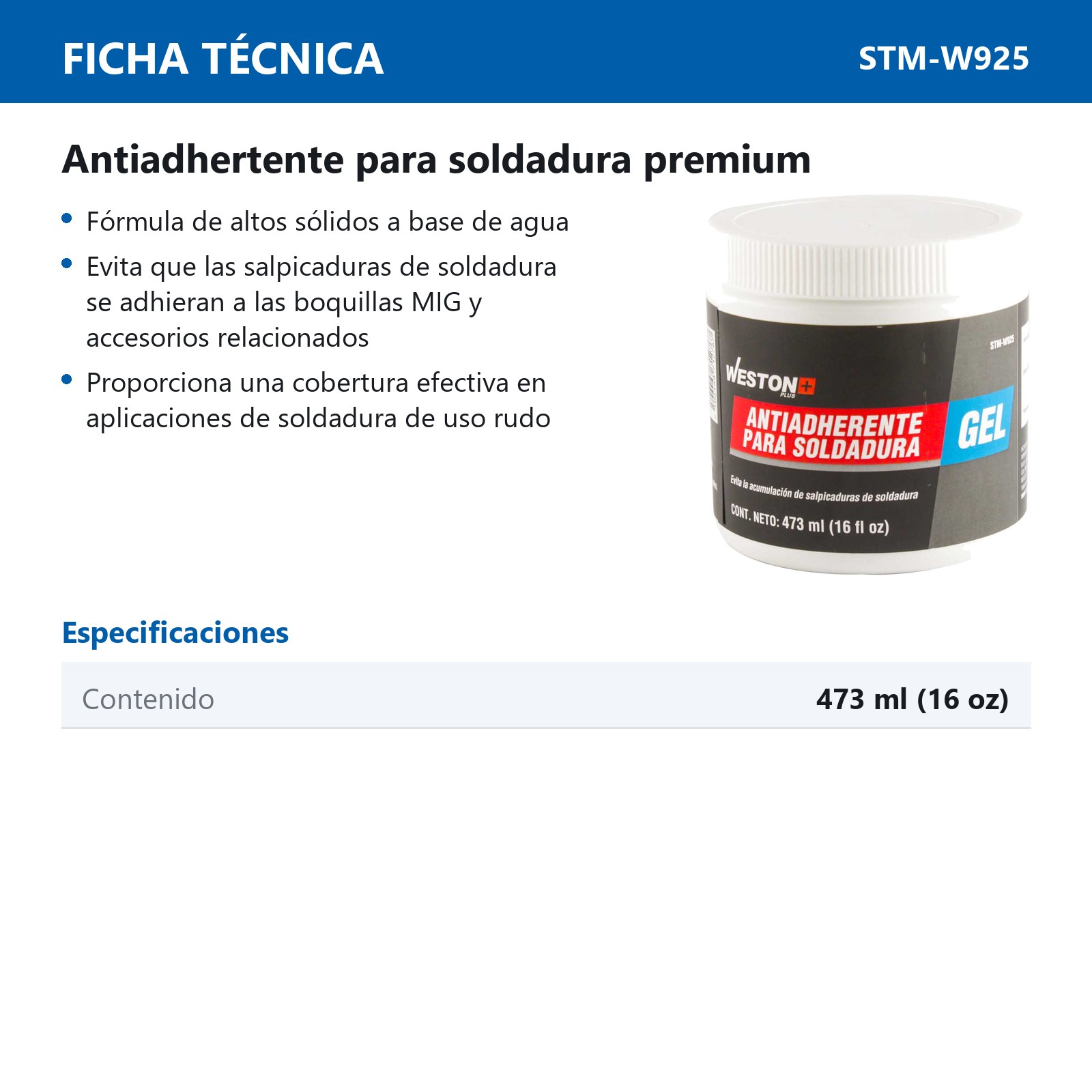 ANTI SPATTER PREMIUM EN GEL PARA BOQUILLAS 16 Oz - Imagen 2