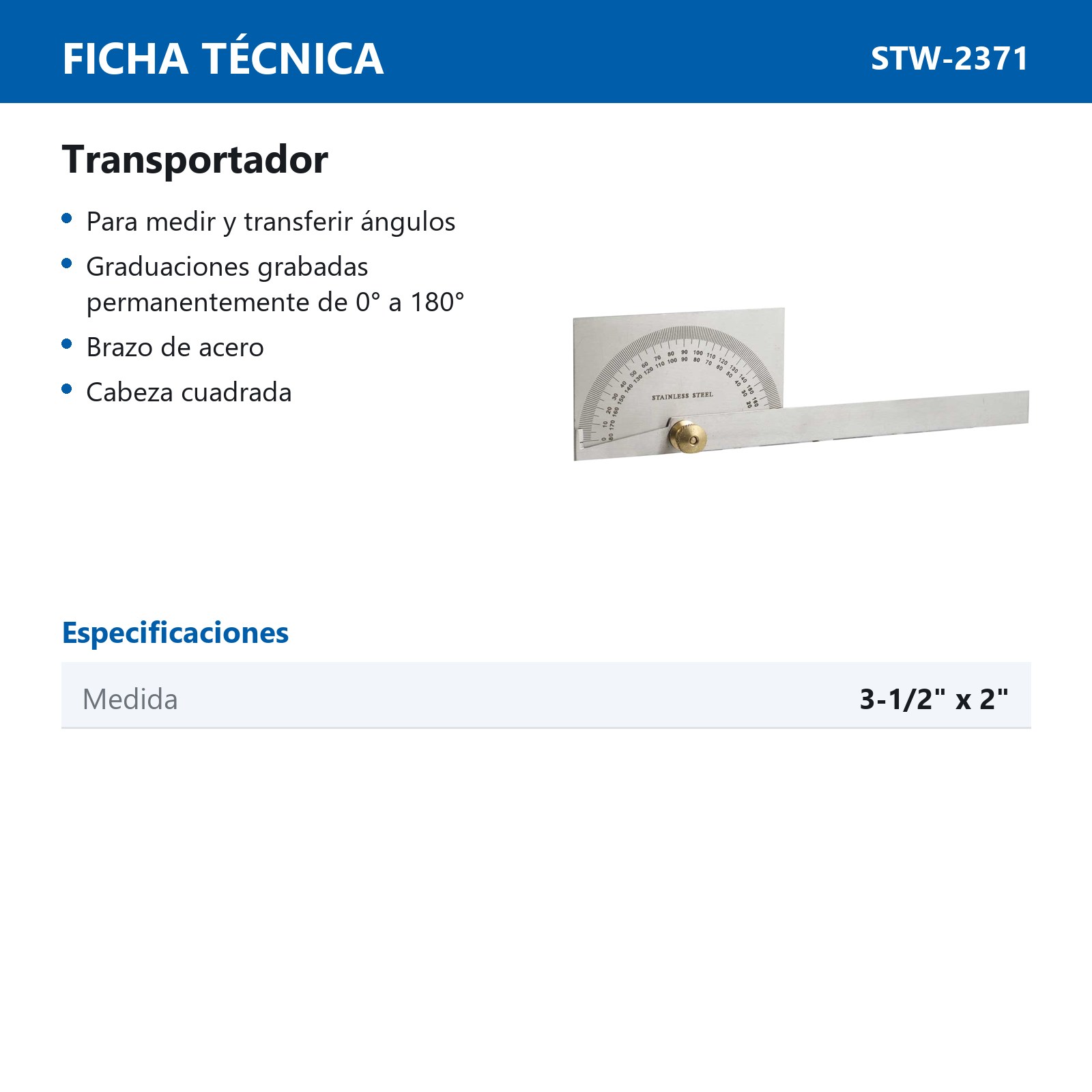 TRANSPORTADOR 3-1/2" X 2" - Imagen 2