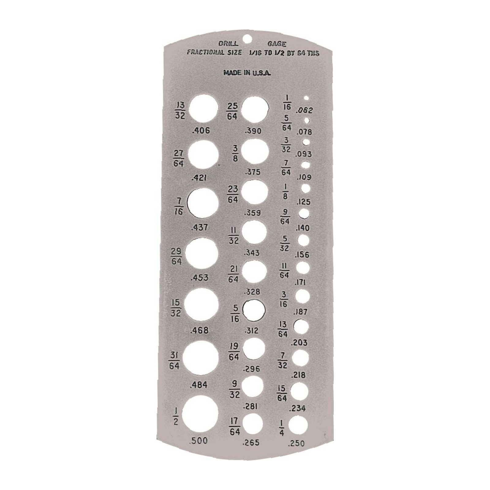 Calibrador para Brocas 1/16" - 1/2" (64 Medidas) Weston