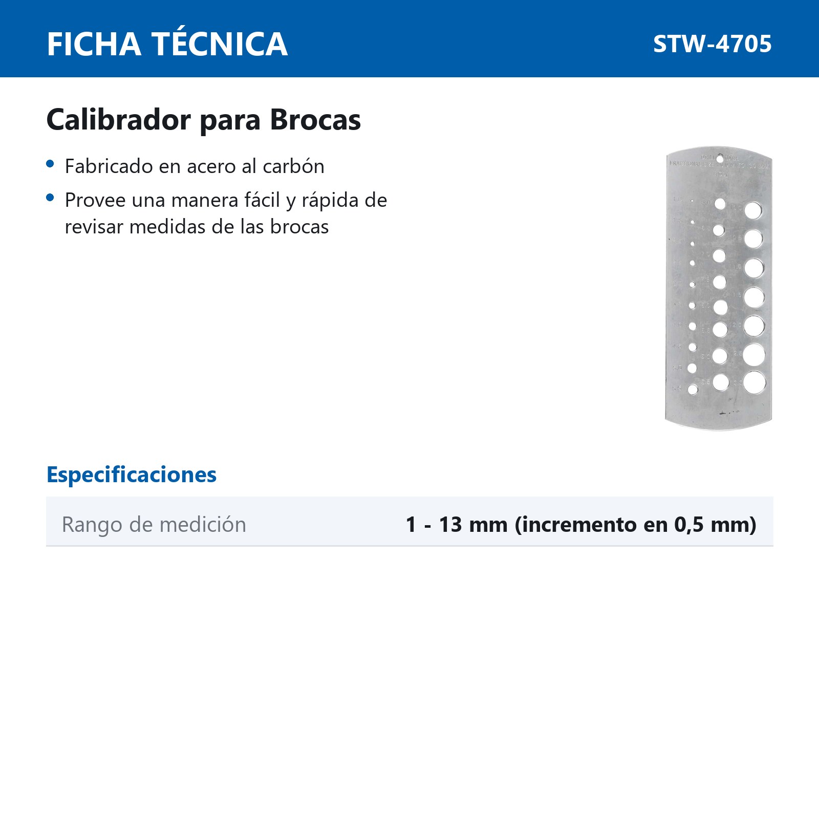 GAGE CALIBRADOR P/BROCAS 1MM  A 13MM - Imagen 3