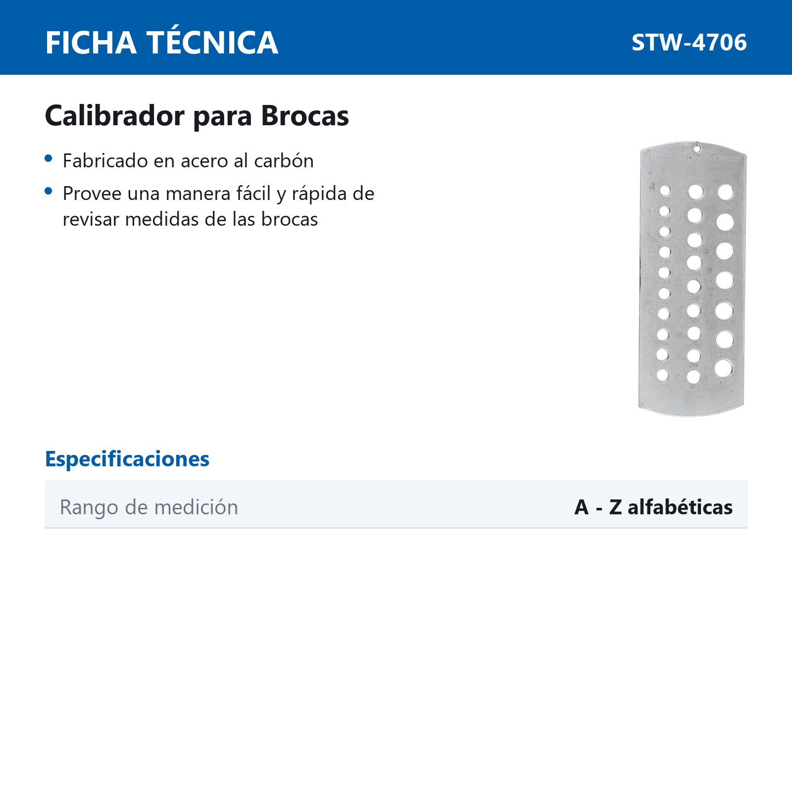 GAGE CALIBRADOR P/BROCAS A-Z - Imagen 2