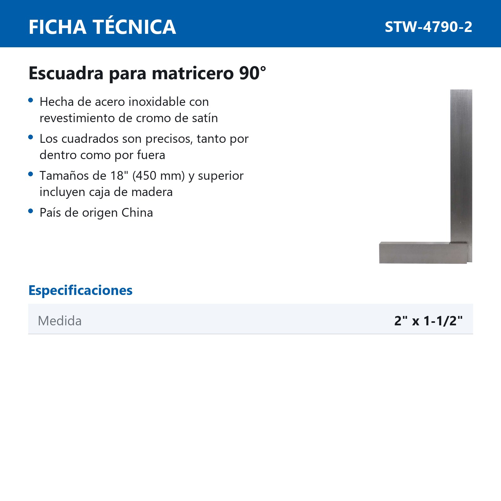 ESCUADRA P/MATRICERO 2 X 1-1/2" - Imagen 3
