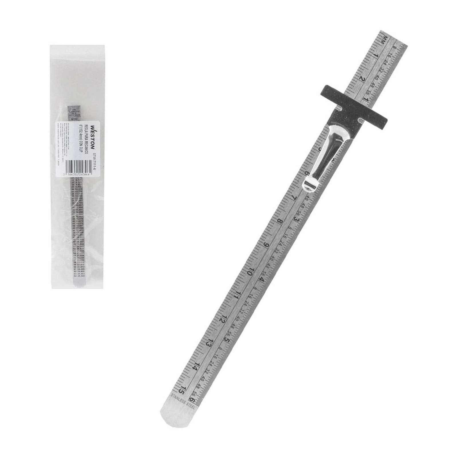 Regla para Mecánico 6" con Clip Weston