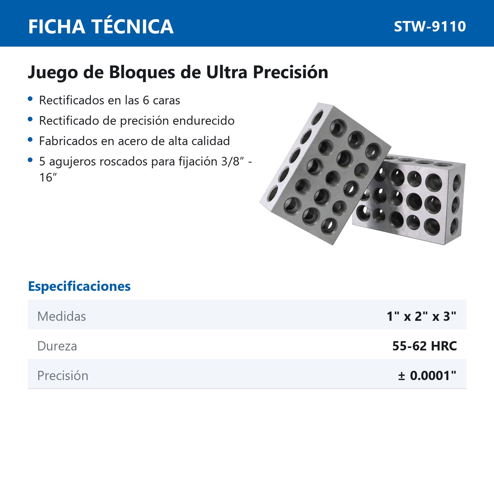 BLOQUES D/ULTRAPRECISION RECTIFICADOS 1-2-3 JGO 2 PIEZAS - Imagen 2