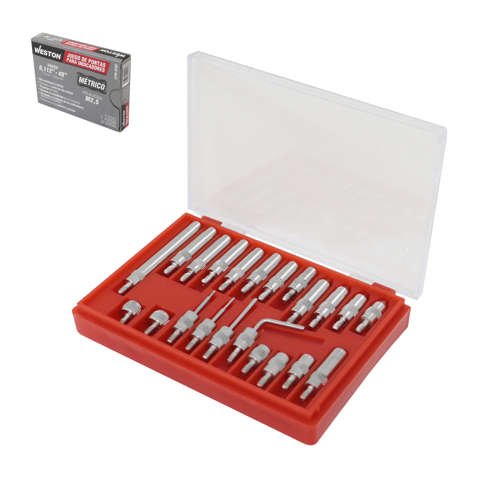 Juego de Puntas para Indicadores 0.112" - 48" Weston 22 Piezas