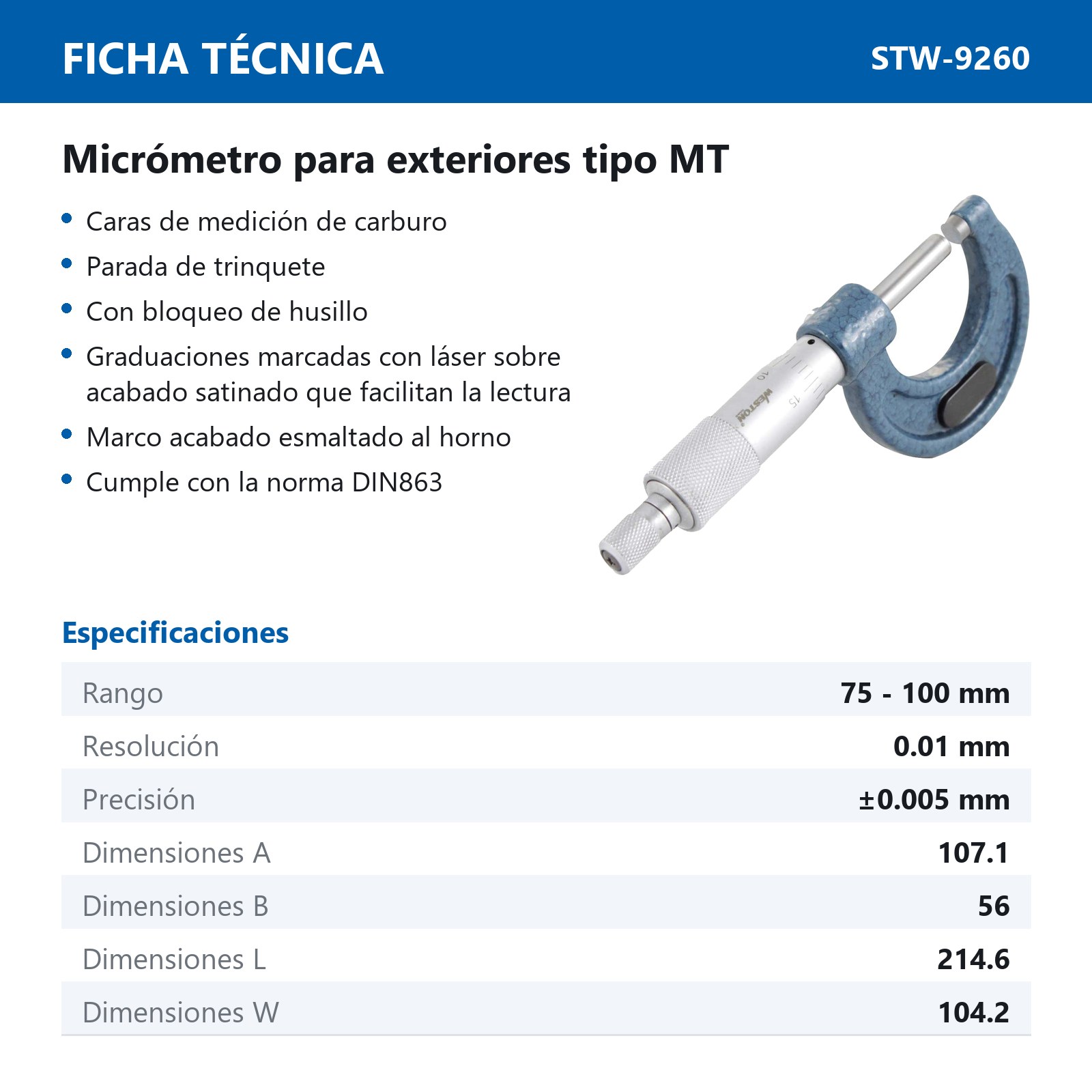 MICROMETRO P/EXTERIORES TIPO MT 75 - 100MM - Imagen 2