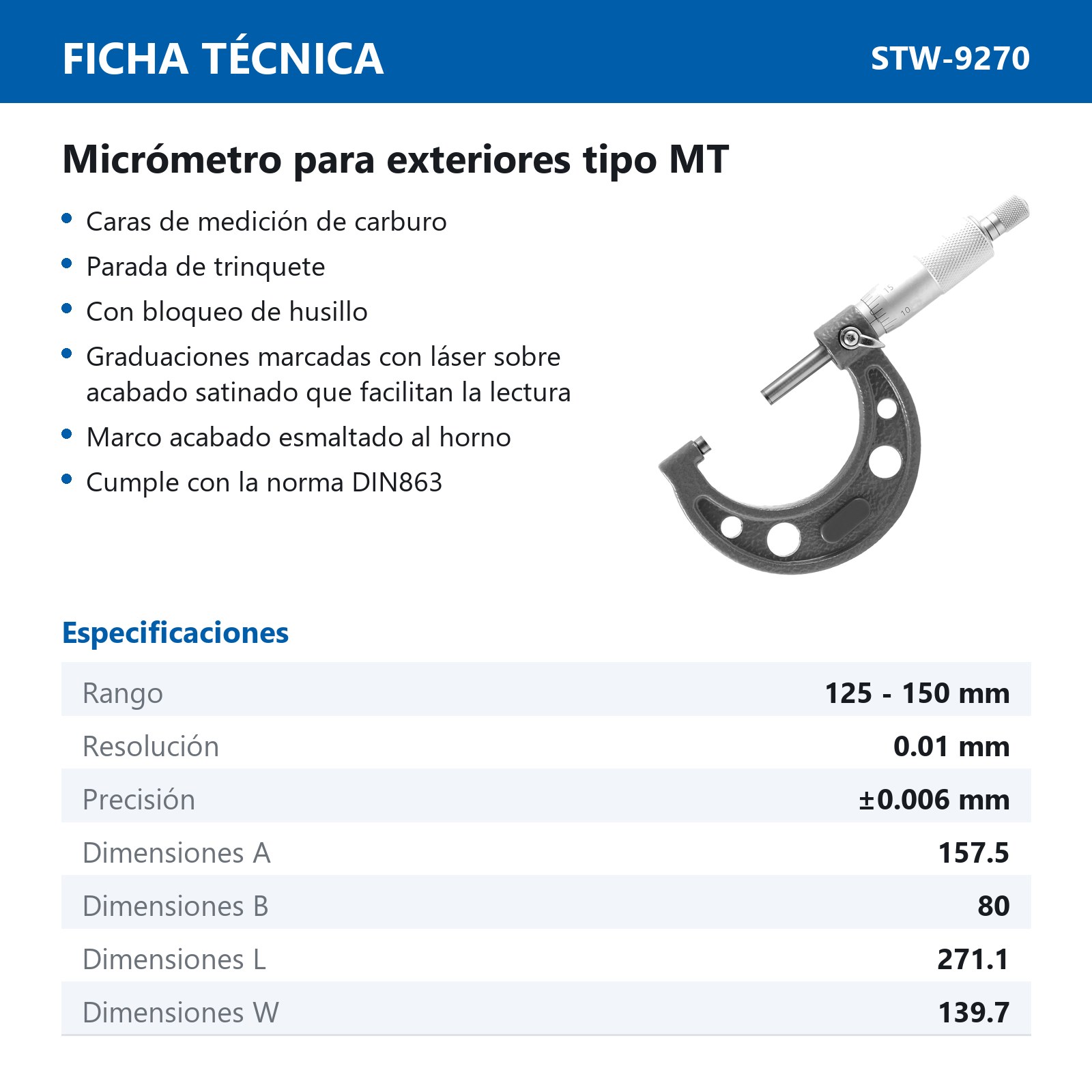 MICROMETRO P/EXTERIORES TIPO MT 125 - 150MM - Imagen 2