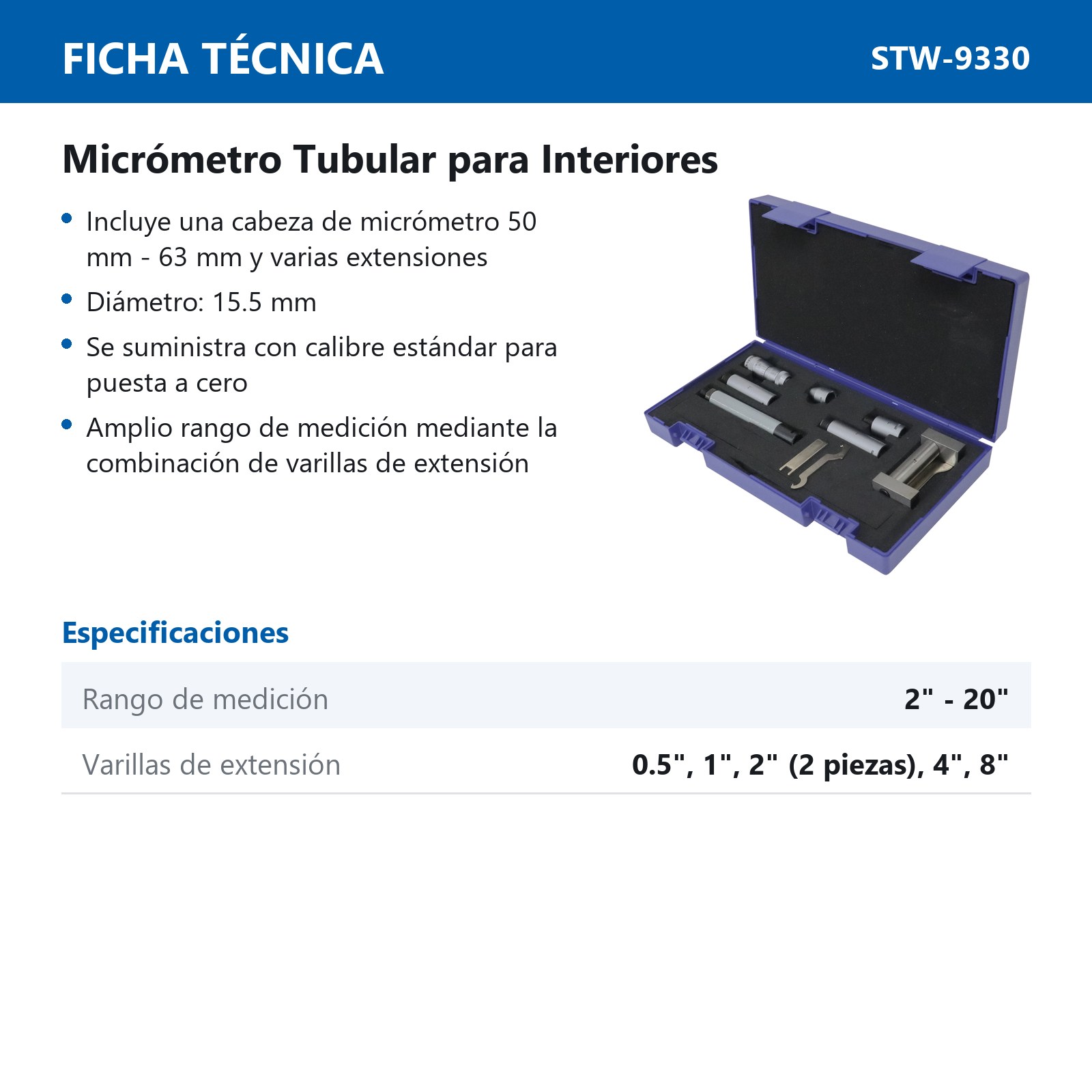 MICROMETRO TUBULAR P/INTERIORES 2" - 20" - Imagen 2