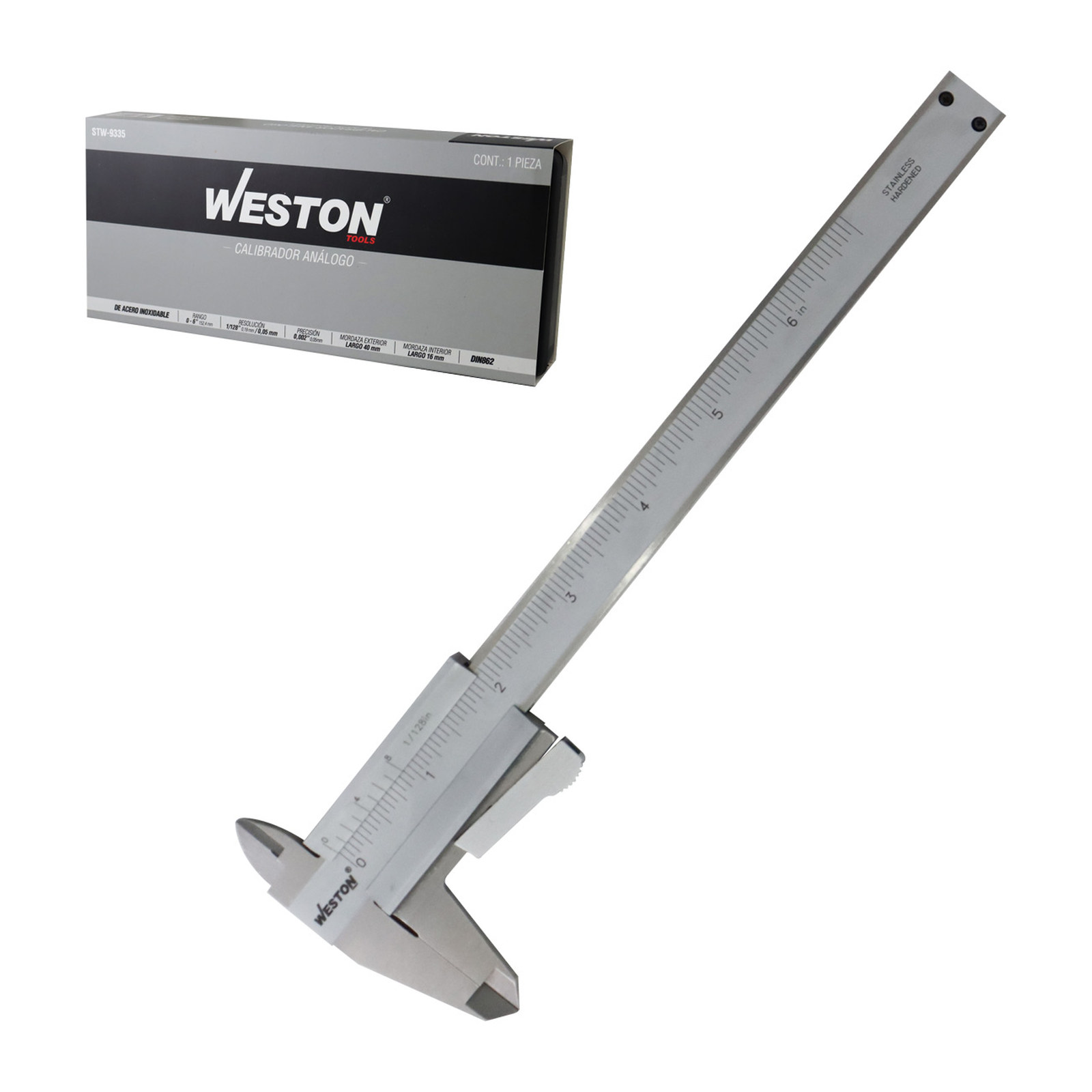 Calibrador Vernier Acero Inoxidable 6" Weston
