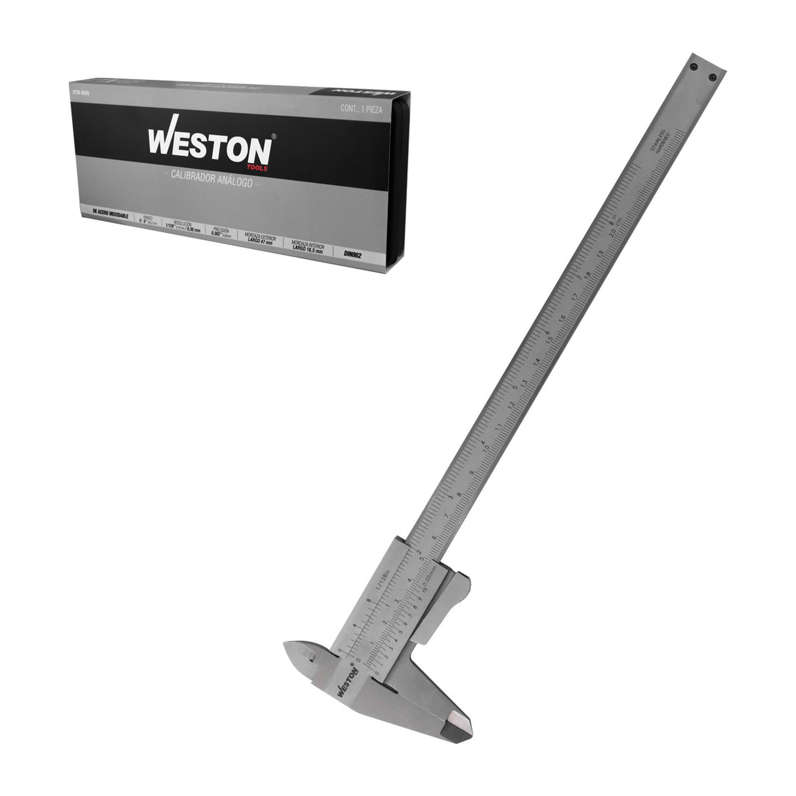 Calibrador Vernier Acero Inoxidable 8" WESTON