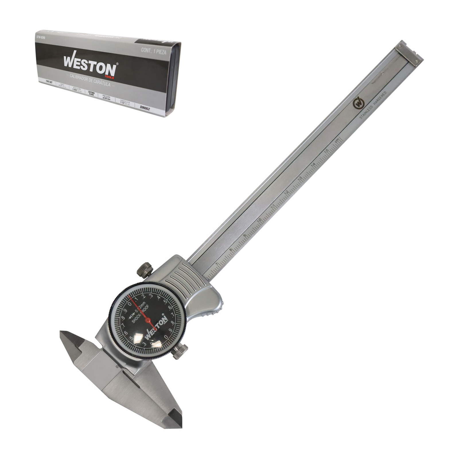 Calibrador Vernier con Carátula Tipo MT Acero Inoxidable 6" Weston