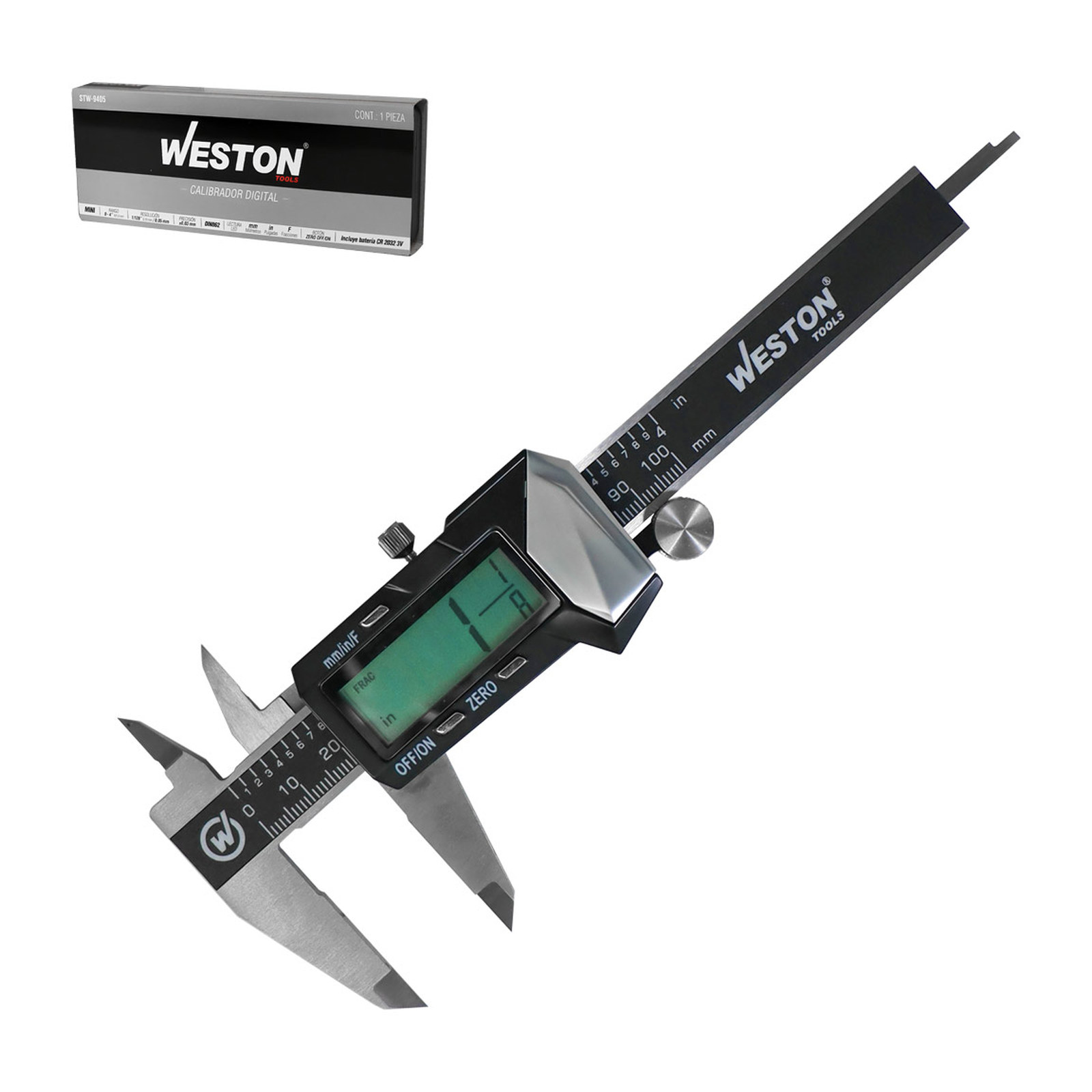 Calibrador Digital Mini Acero Inoxidable 4" WESTON