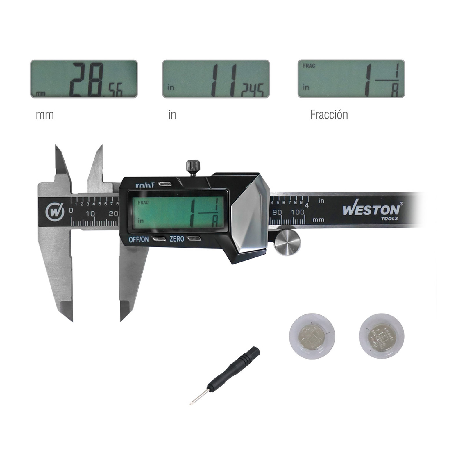 CALIBRADOR DIGITAL MINI ACERO INOX. 4" - Imagen 2