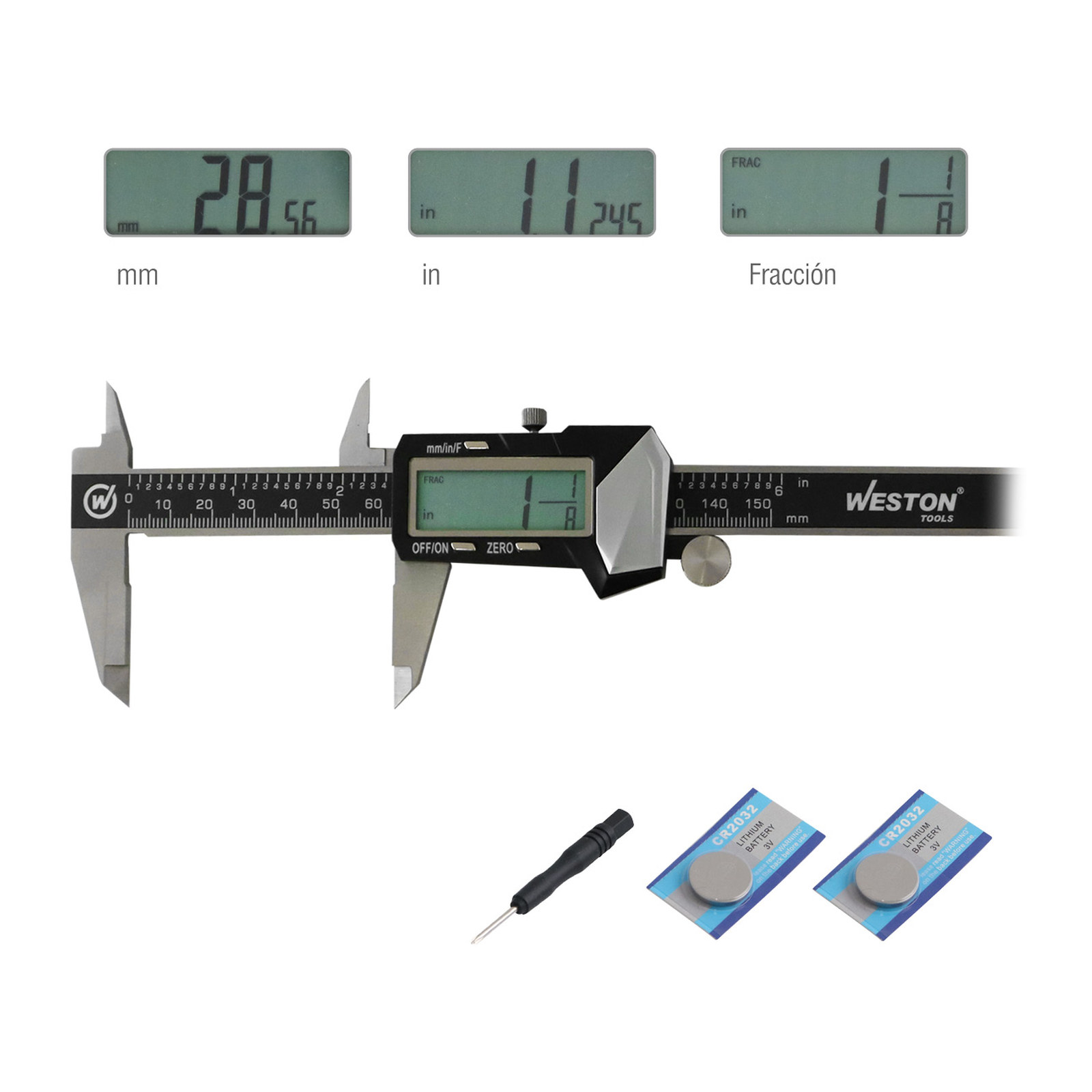 CALIBRADOR DIGITAL ACERO INOX. CARCASA METALICA 6" - Imagen 2