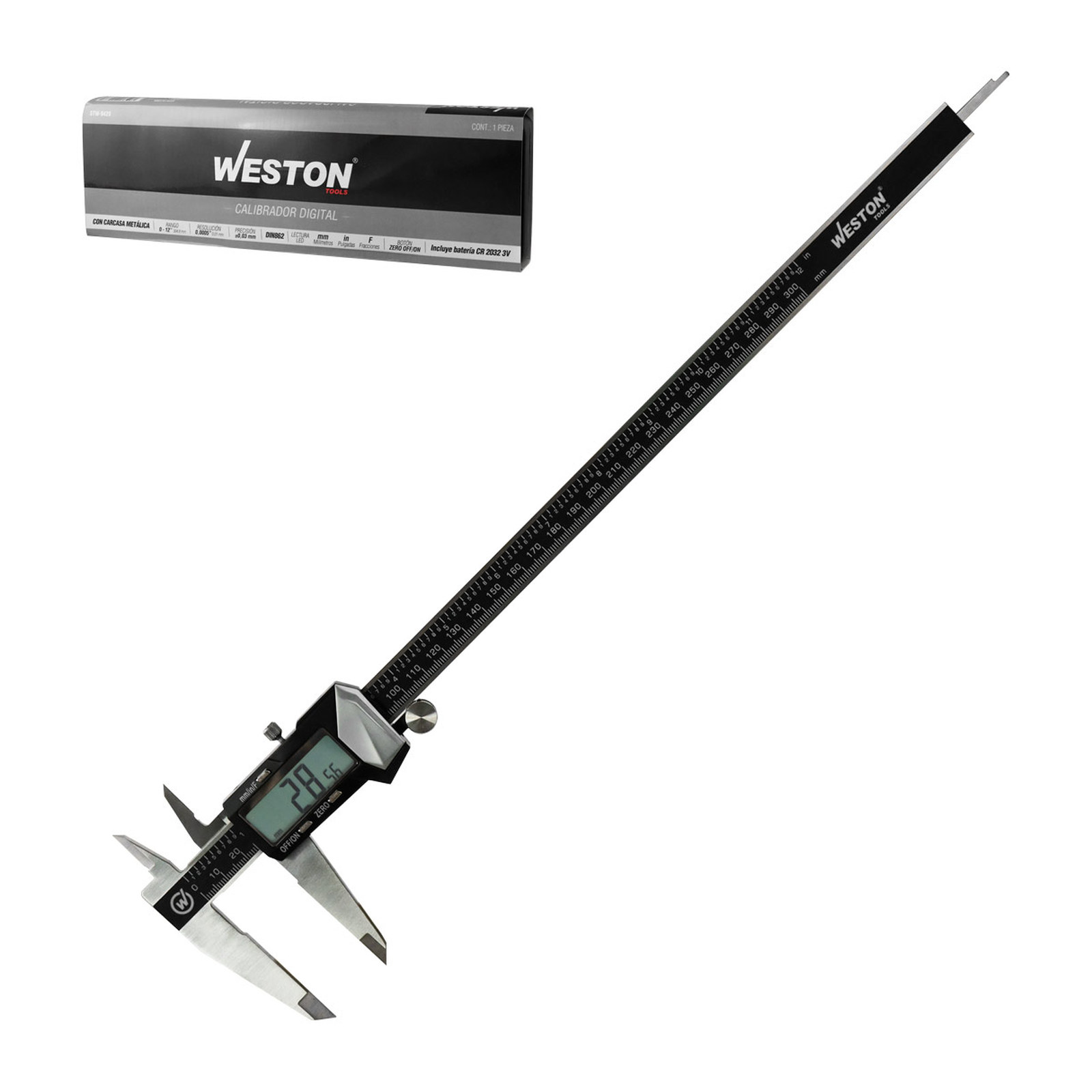 Calibrador Digital Weston Acero Inoxidable Carcasa Metálica 12"