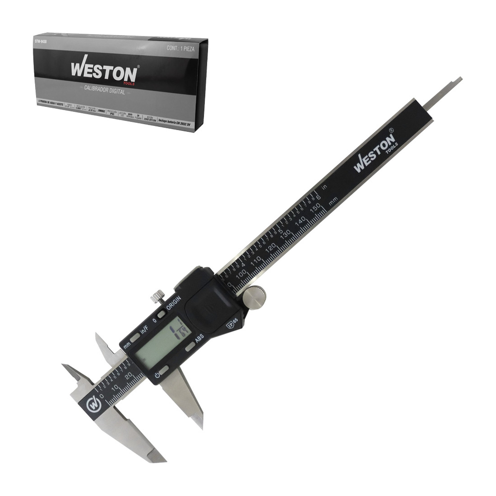 Calibrador Digital Weston Acero Inoxidable 6" IP65 a Prueba de Agua
