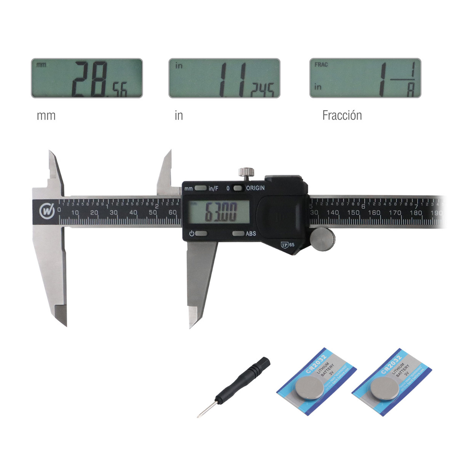 CALIBRADOR DIGITAL ACERO INOX. A PRUEBA D AGUA IP65 8" - Imagen 2