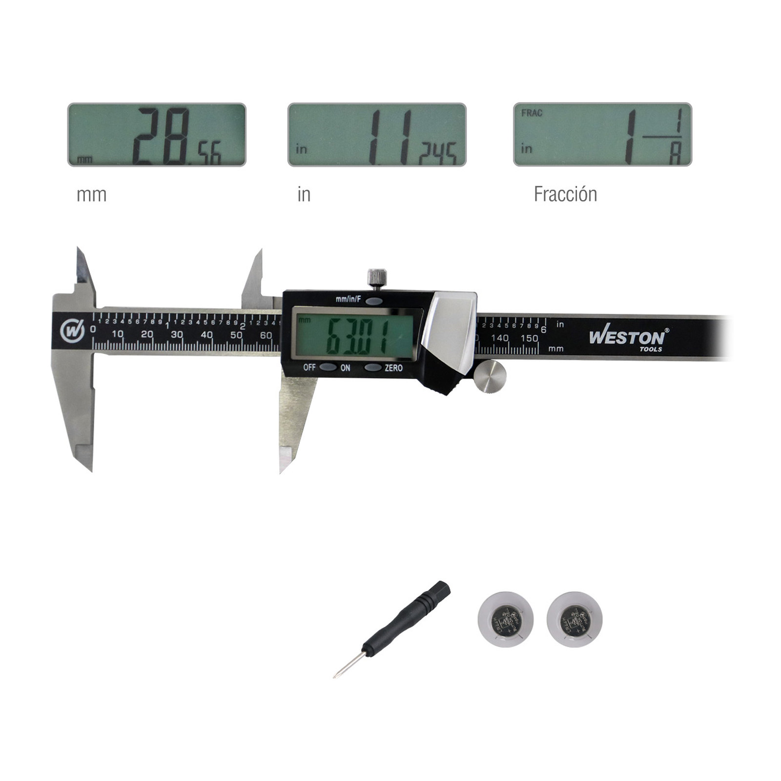CALIBRADOR DIGITAL TIPO MT ACERO INOX. 6" - Imagen 2