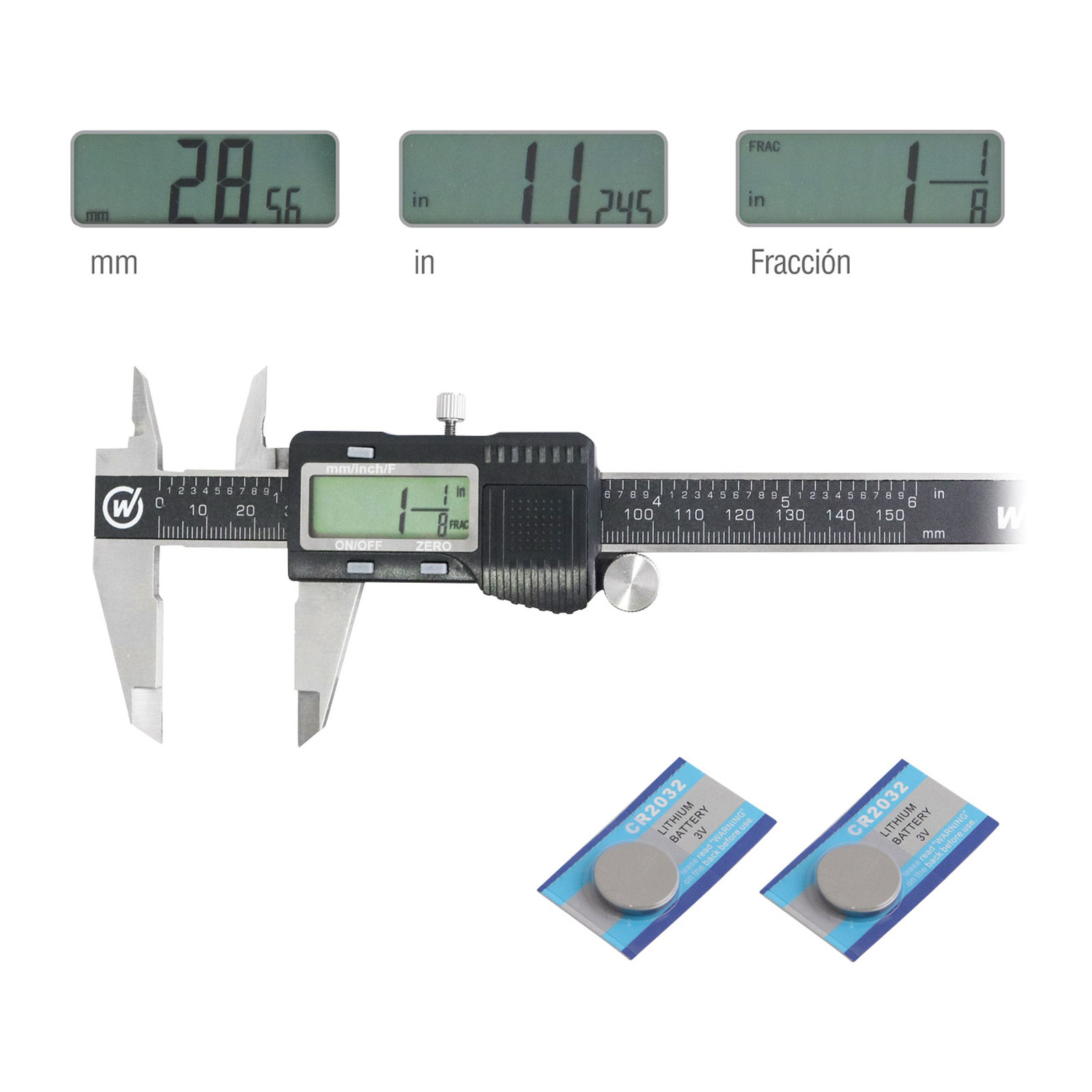 CALIBRADOR DIGITAL ACERO INOX. CARCASA PLASTICA 6" - Imagen 2