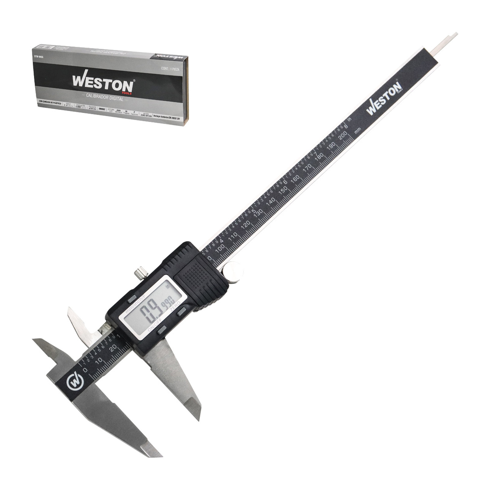 Calibrador Digital Weston 8" Acero Inoxidable con Carcasa Plástica