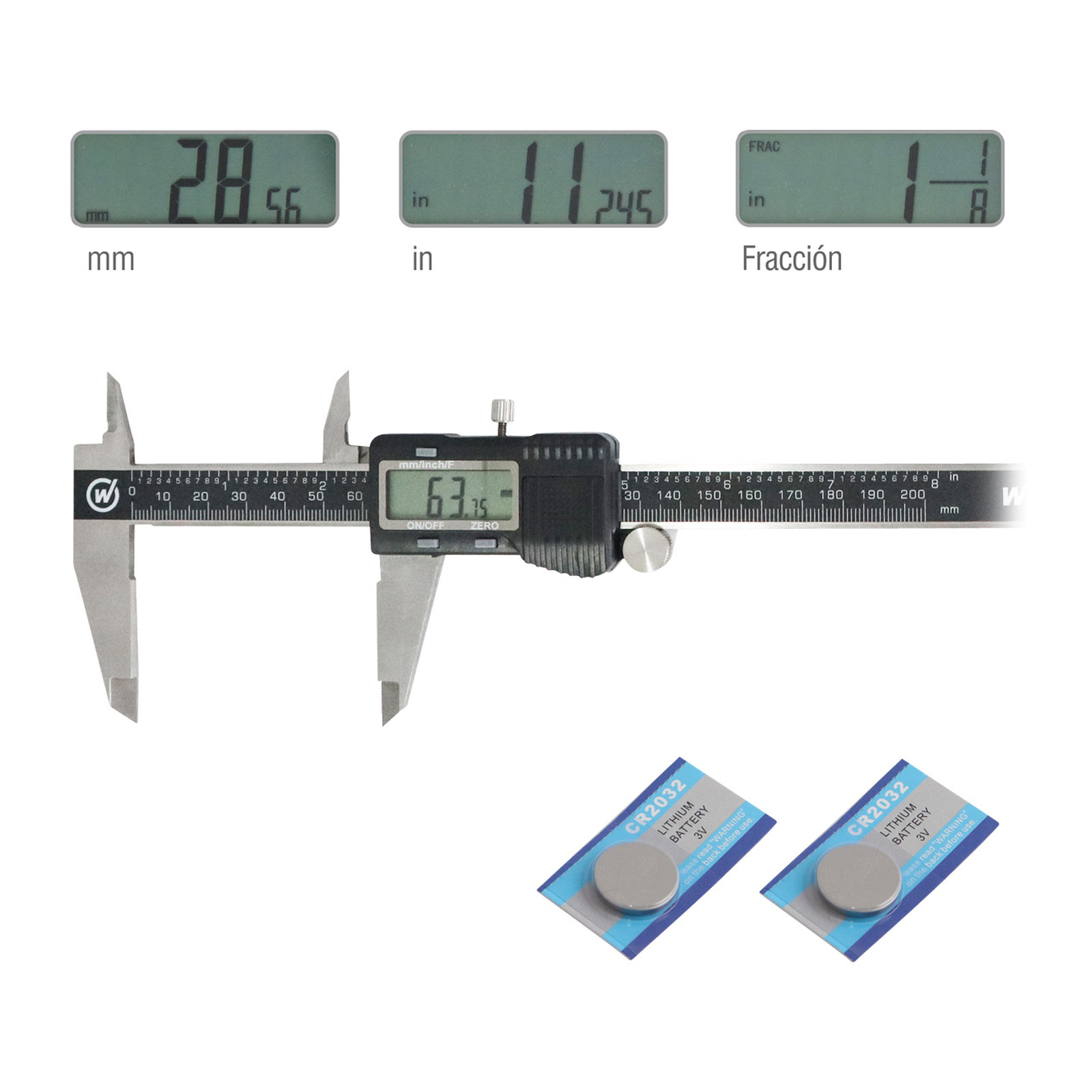 CALIBRADOR DIGITAL ACERO INOX. CARCASA PLASTICA 8" - Imagen 2