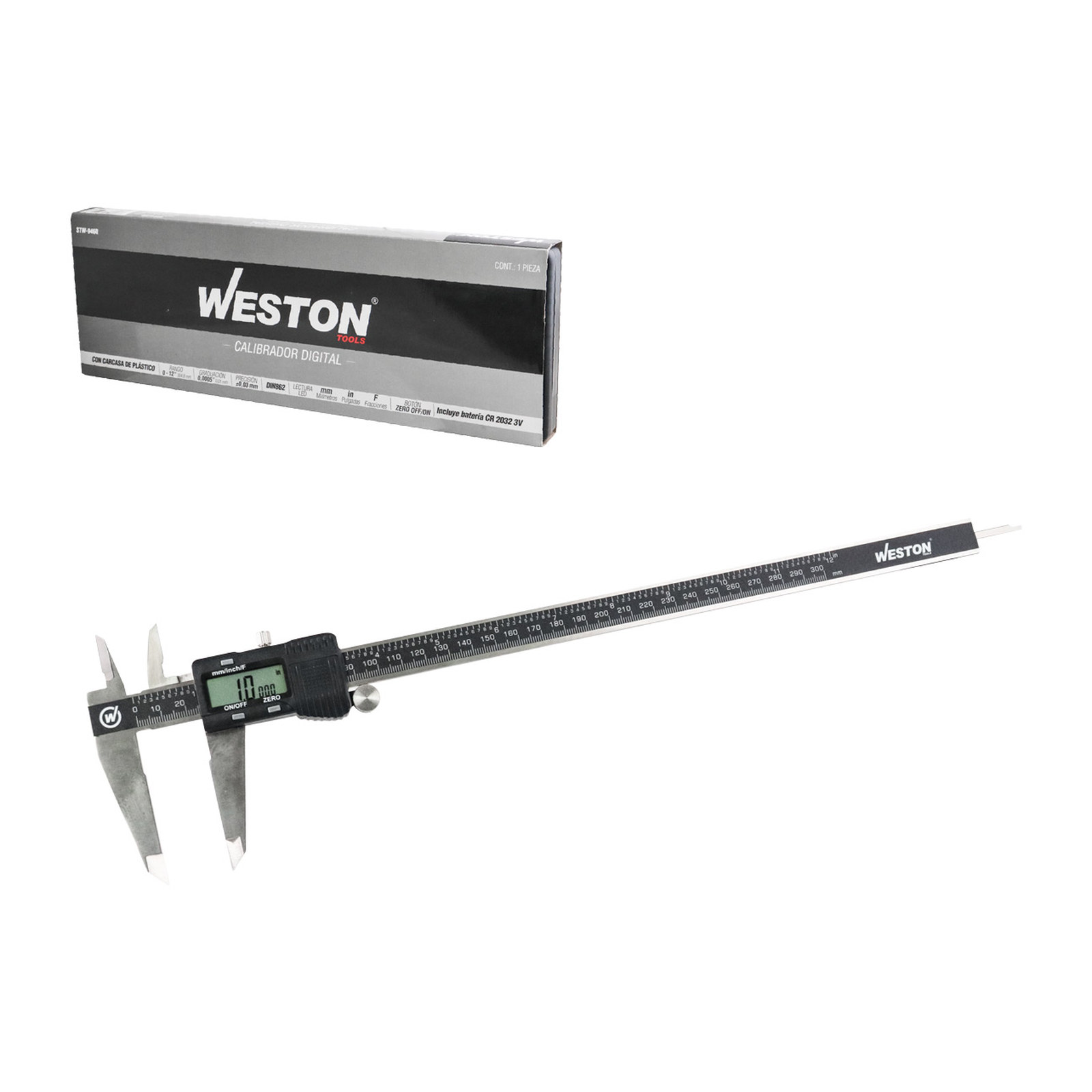 Calibrador Digital Weston Acero Inoxidable con Carcasa Plástica 12"