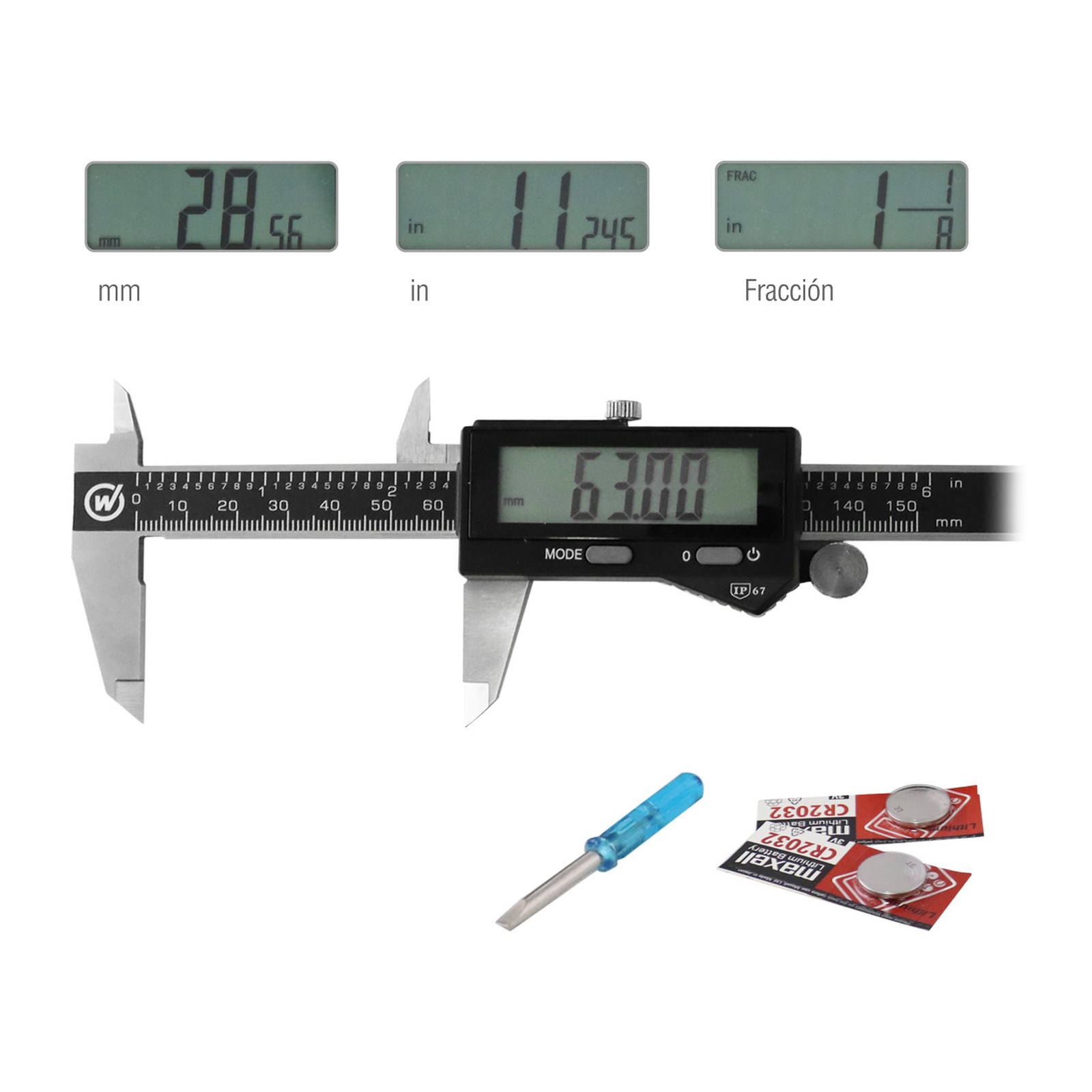CALIBRADOR DIGITAL ACERO INOX. SENSOR INDUCTIVO 6" - Imagen 2