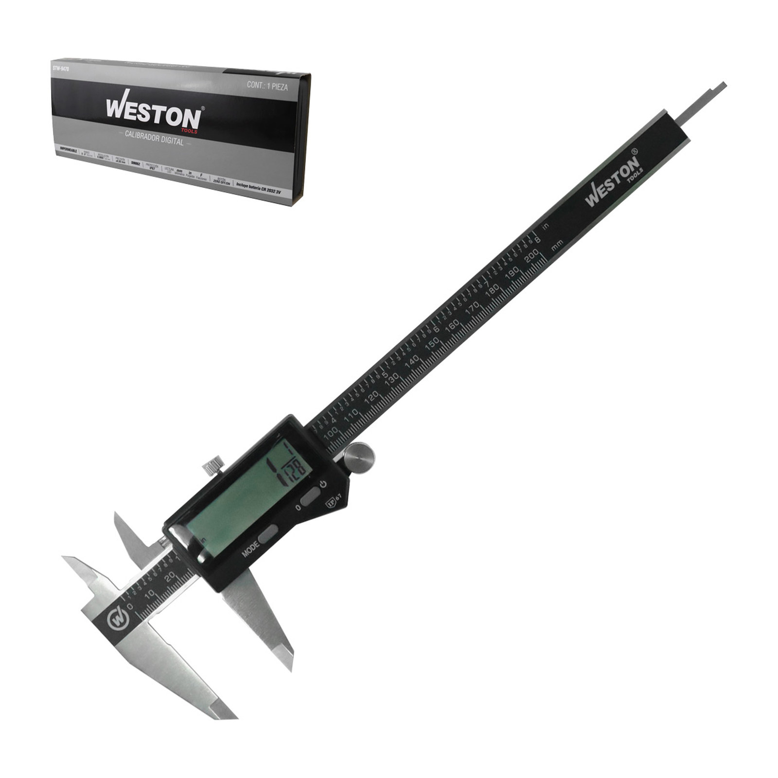 Calibrador Digital Acero Inoxidable con Sensor Inductivo 8" Weston